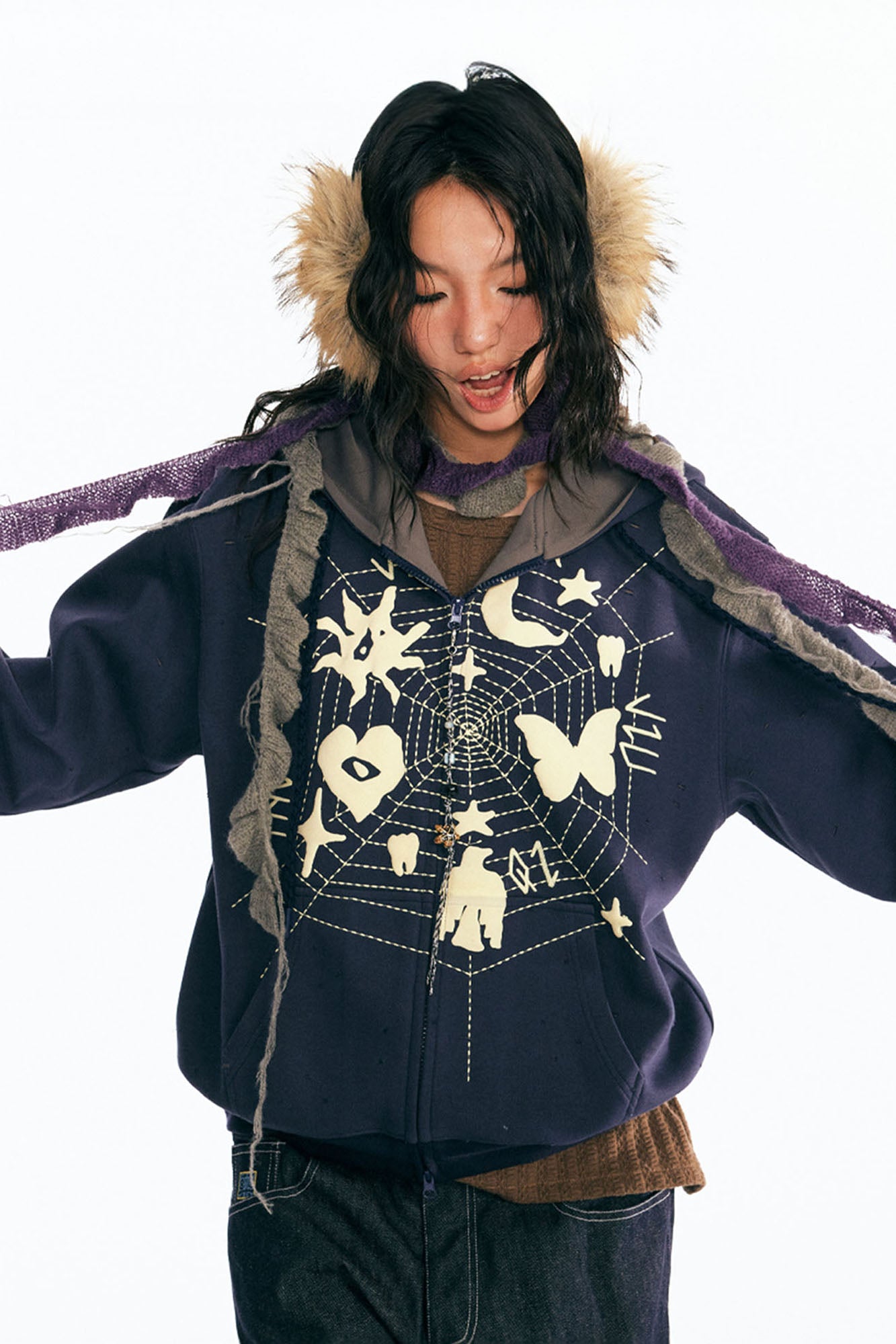 1997 POSTOFFICE Dreamcatcher Graphic Zip-Up Hoodie, premium urban and streetwear designers apparel on PROJECTISR.com, 1997 POSTOFFICE
