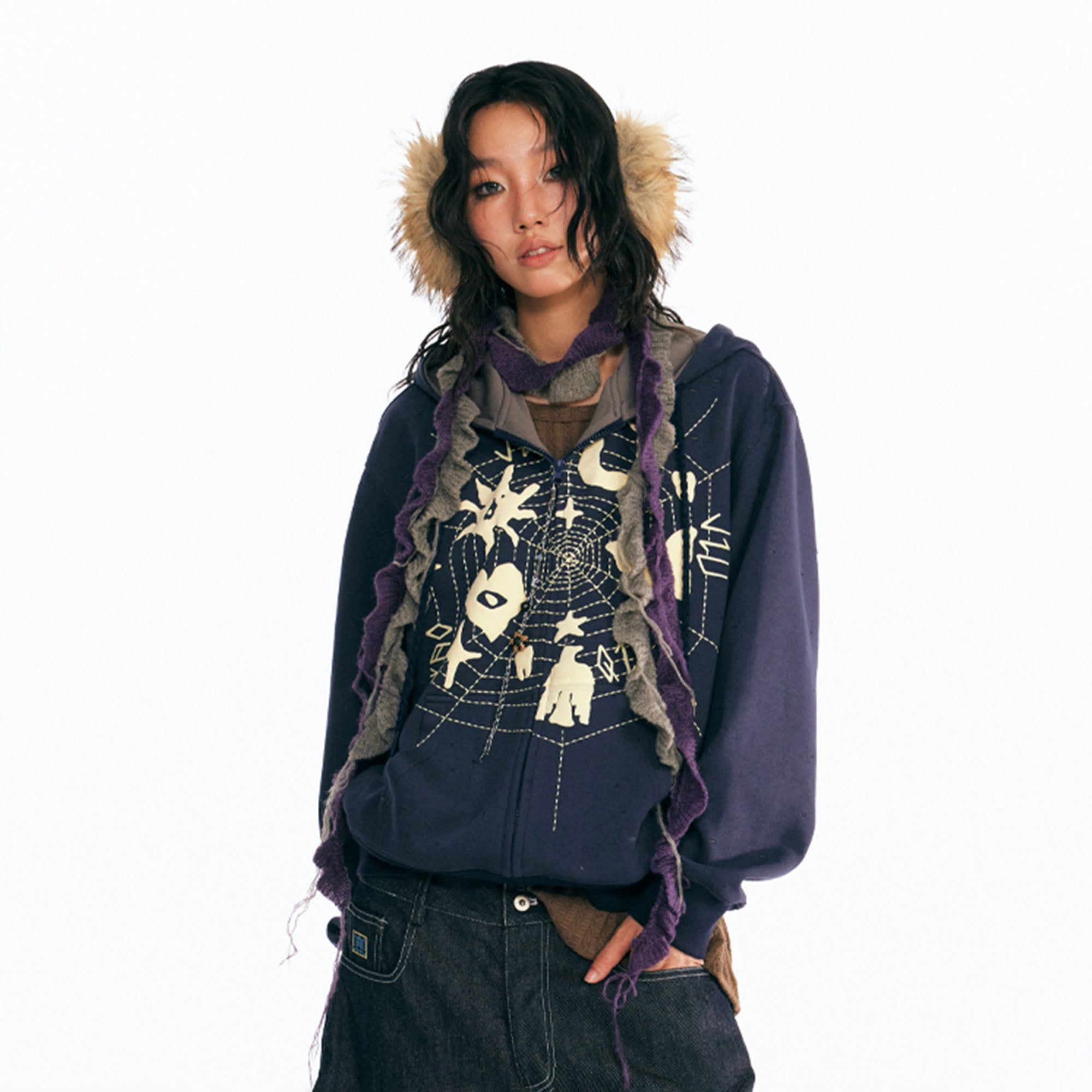 1997 POSTOFFICE Dreamcatcher Graphic Zip-Up Hoodie, premium urban and streetwear designers apparel on PROJECTISR.com, 1997 POSTOFFICE