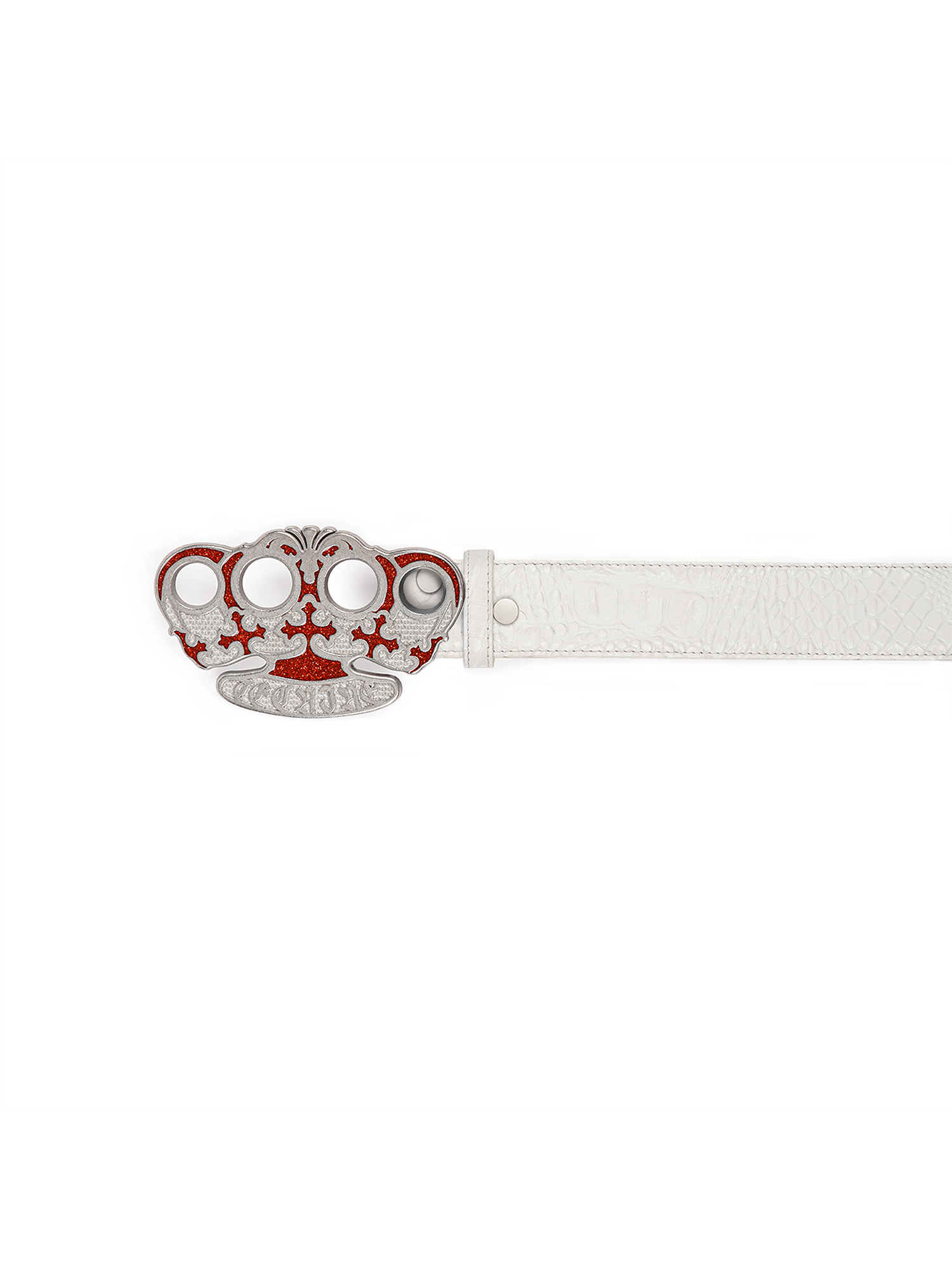TECNINEGROUP Knuckle Crown Glitter Croc Leather Belt