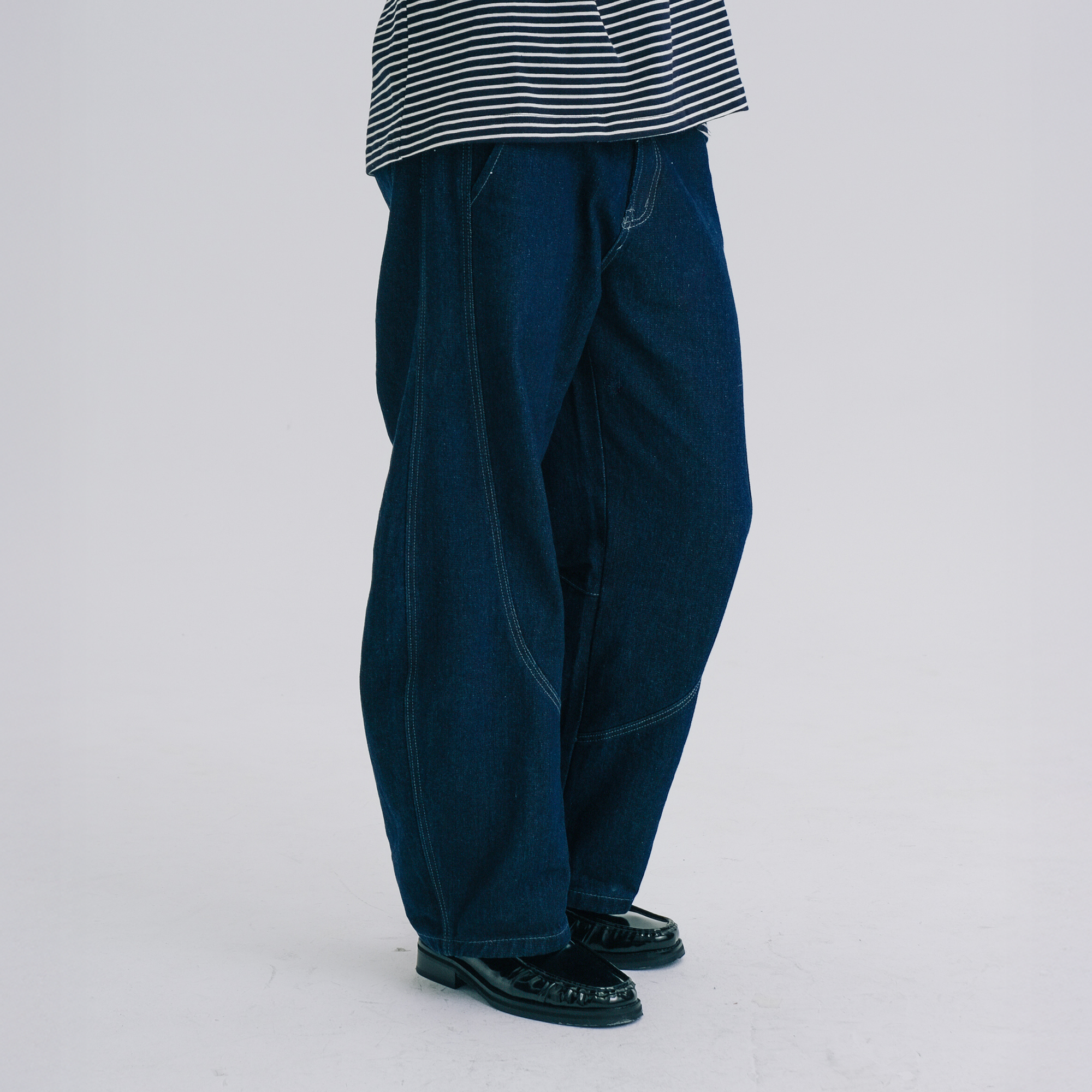 WIID Washed Stitched Curved Panel Jeans