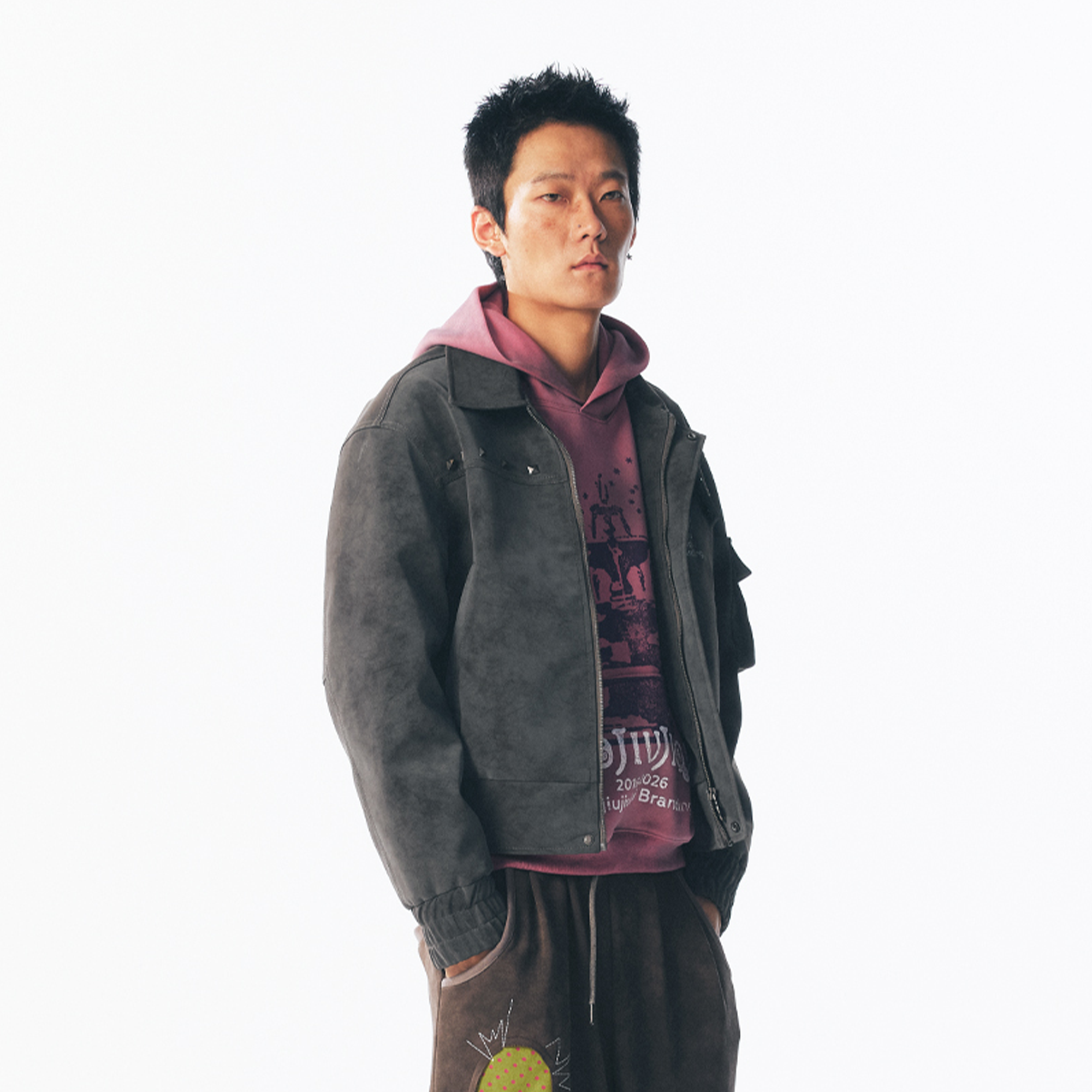 1997 POSTOFFICE Star Patch Studded Cropped Jacket