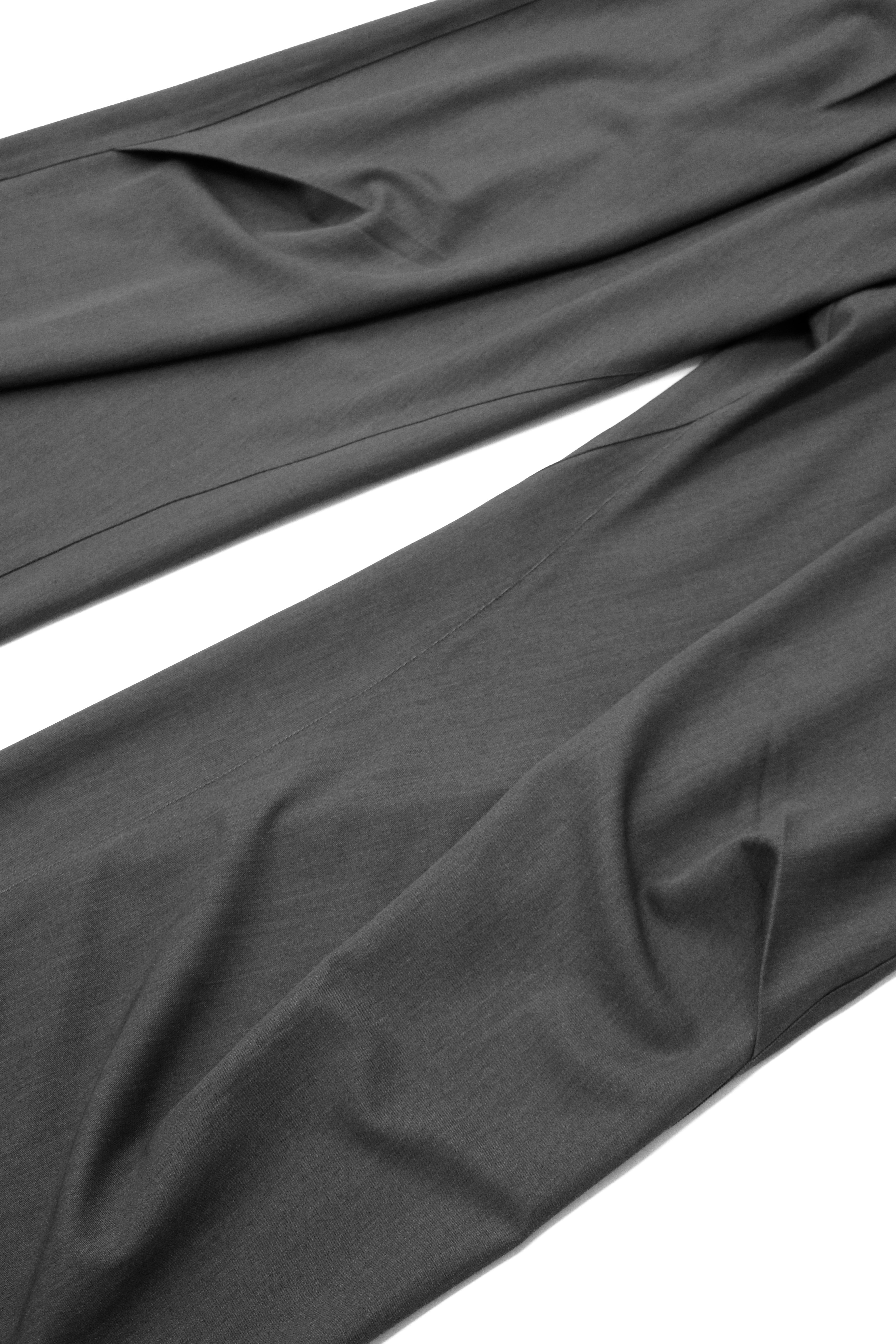 RELABEL Wool-Blend Pleated Draped Wide-Leg Pants Gray, premium urban and streetwear designers apparel on PROJECTISR.com, RELABEL