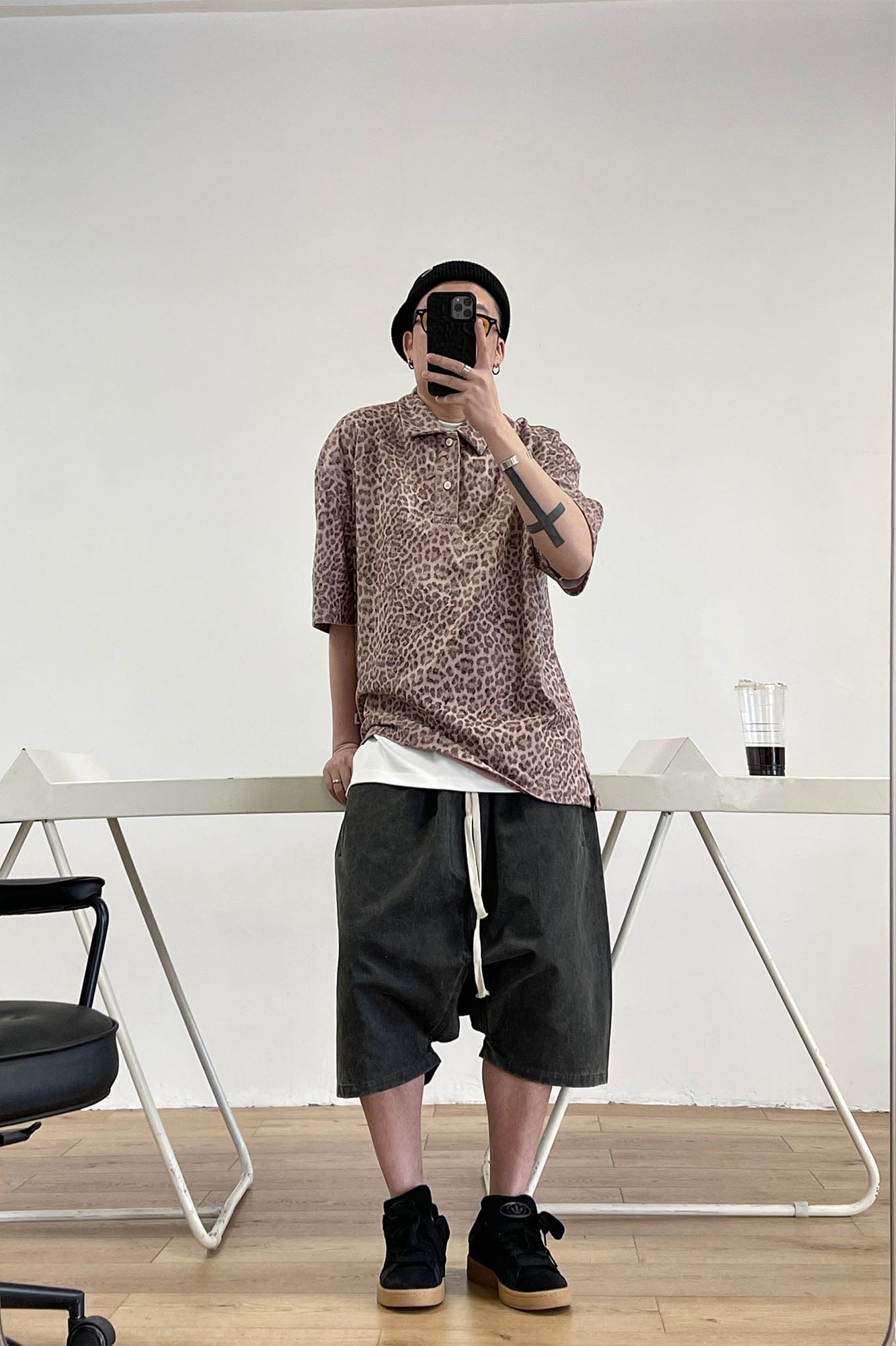 ME DA IGUAL Fuzzy Leopard Polo T-Shirt, premium urban and streetwear designers apparel on PROJECTISR.com, ME DA IGUAL