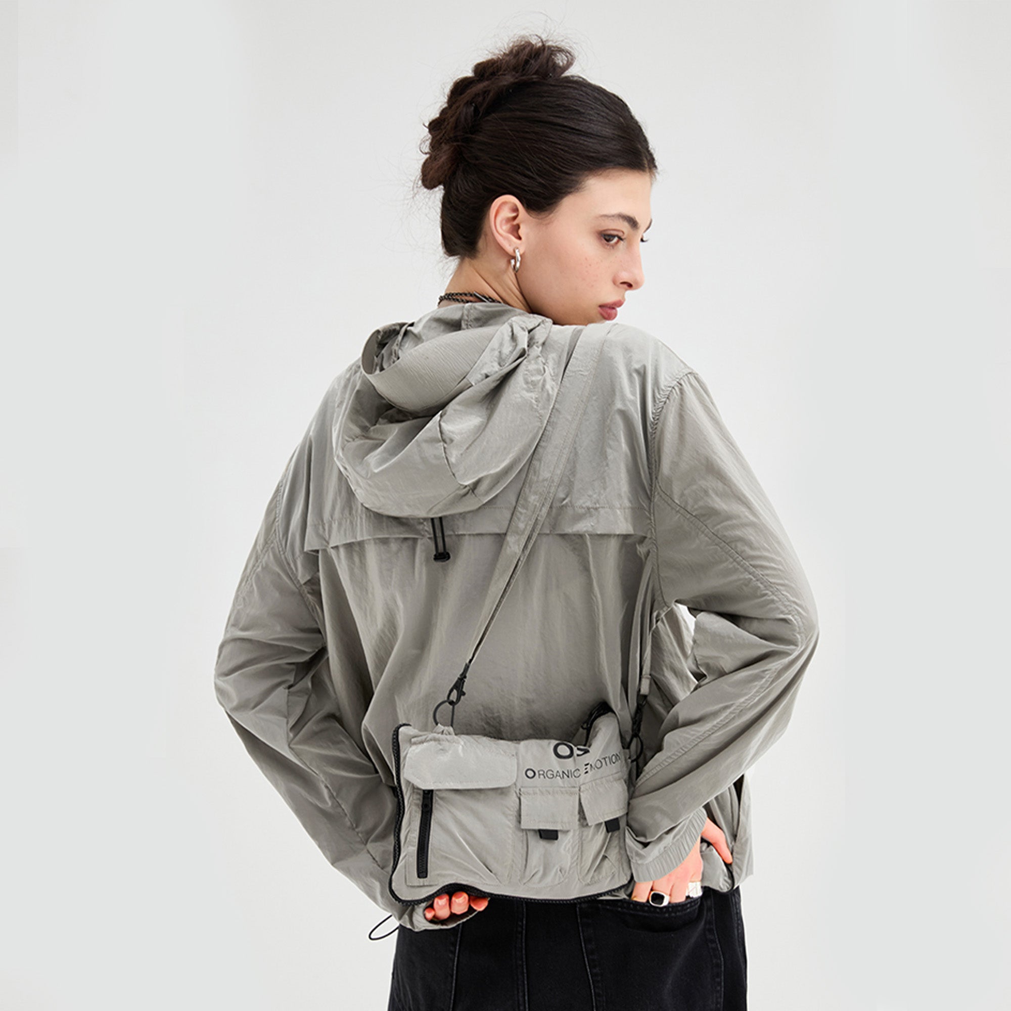 ORGANIC EMOTION Packable Utility UV Protection Hooded Windbreaker, premium urban and streetwear designers apparel on PROJECTISR.com, ORGANIC EMOTION