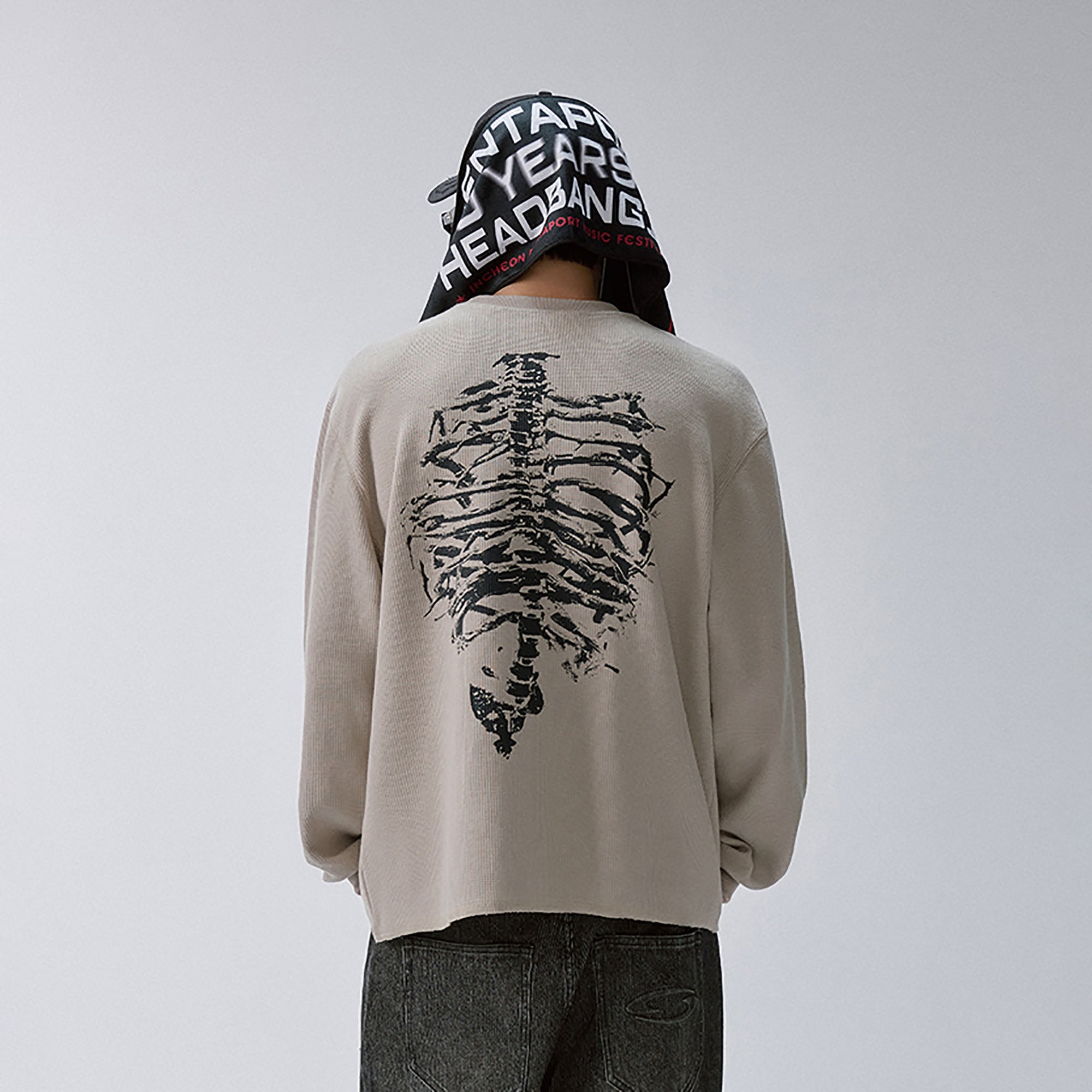 F2CE Skeleton Graphic Waffle Sweatshirt