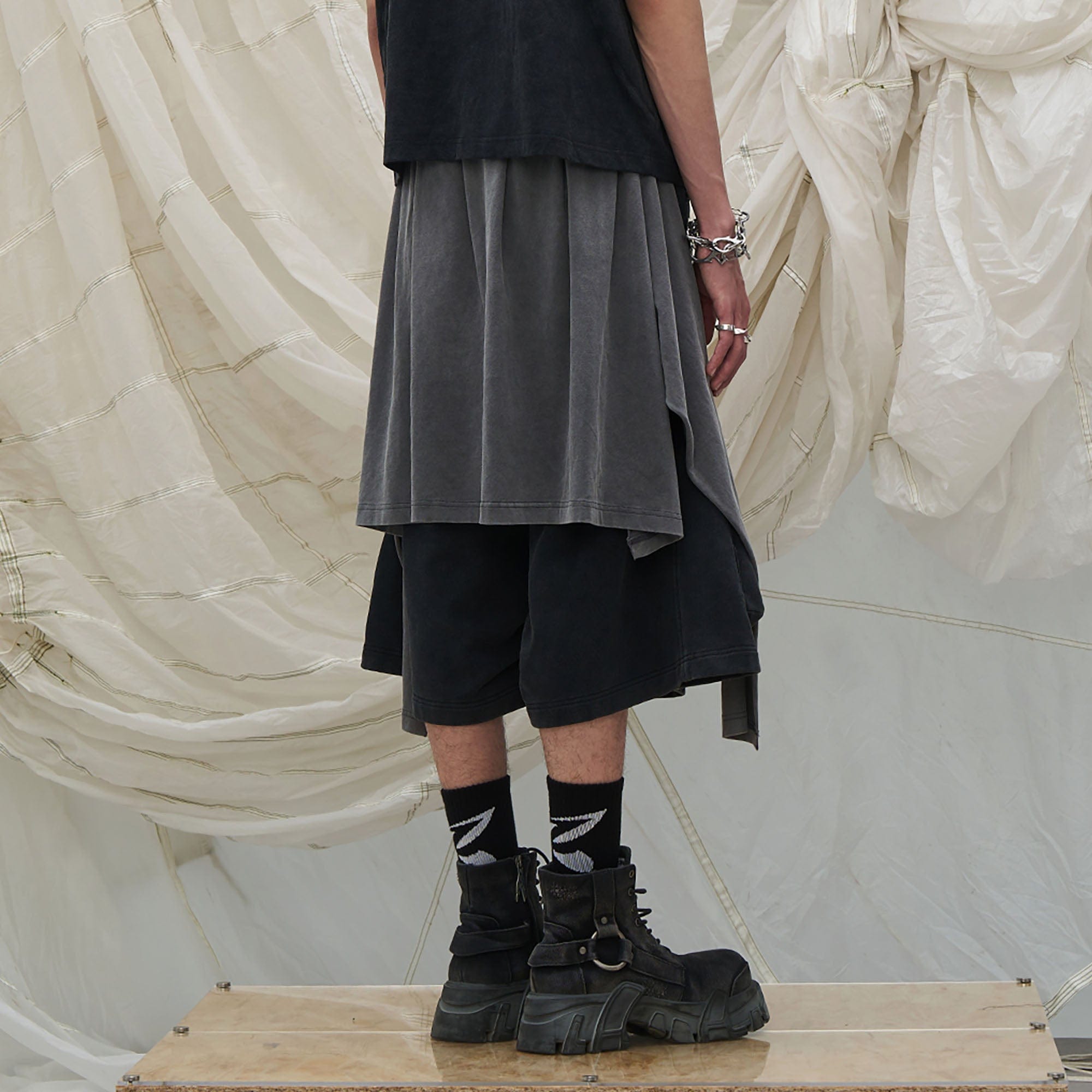 RELABEL Detachable Drape Multi-Pocket Drawstring Shorts