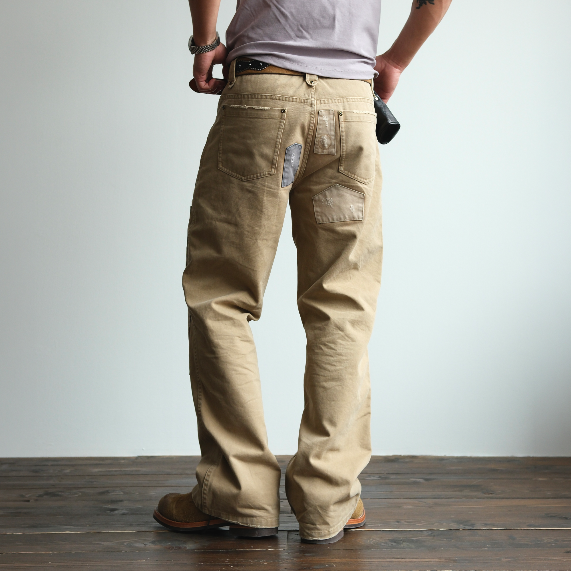 NEIGBORL Retro Paint-Splattered Distressed Patched Pants