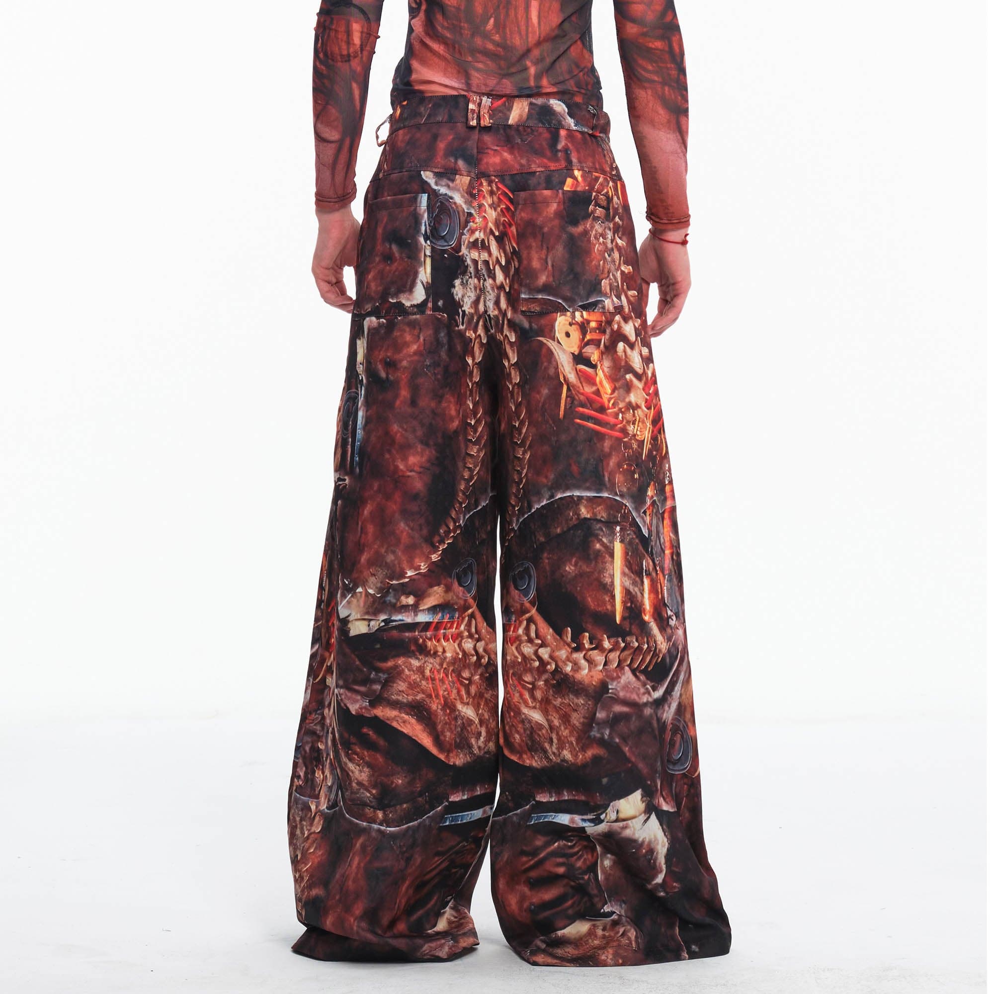 EMBRYO Tribal Skeleton Jewel Full-Print Wide-Leg Pants