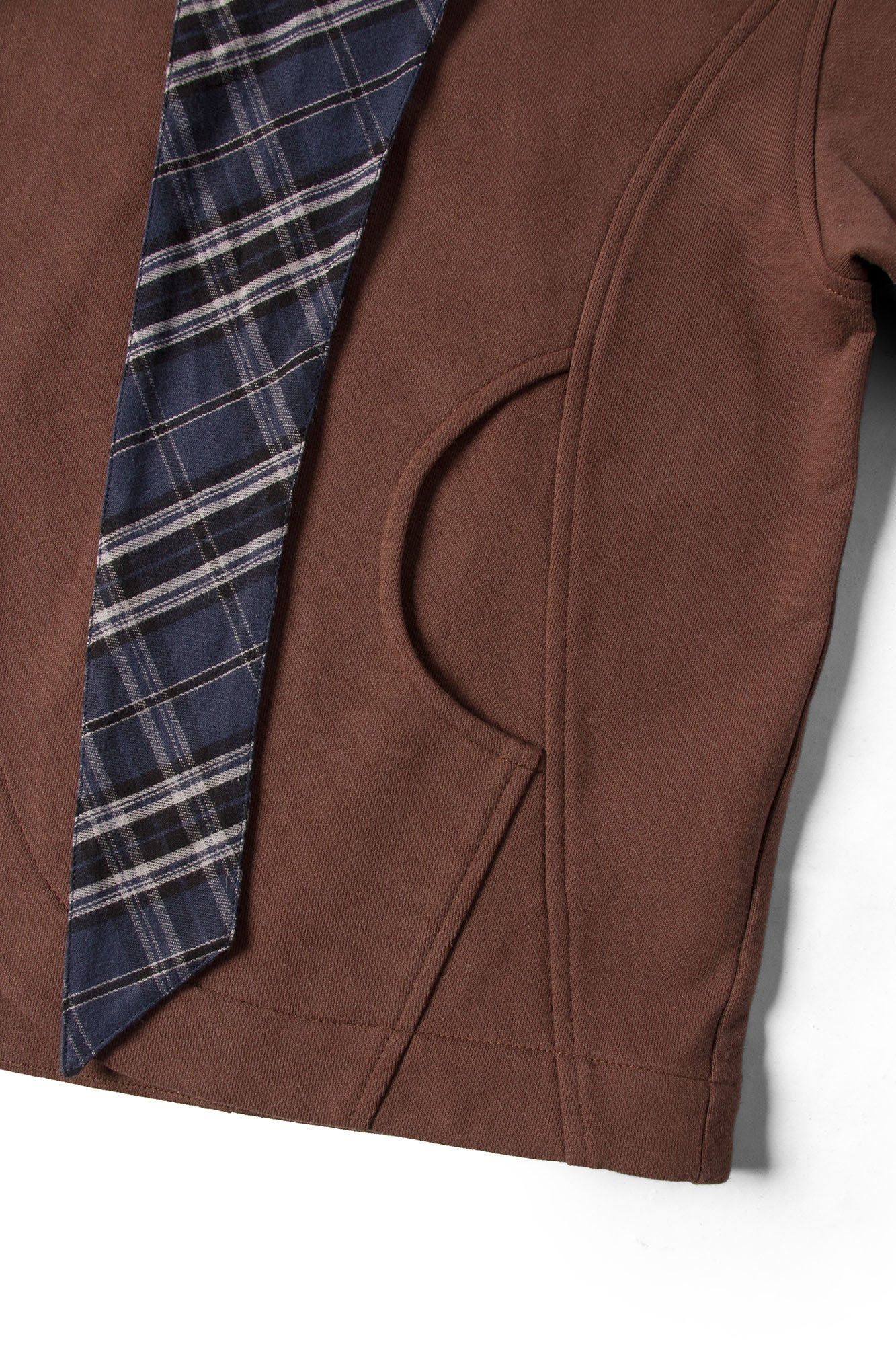 RELABEL Detachable Plaid Hood Jacket Brown