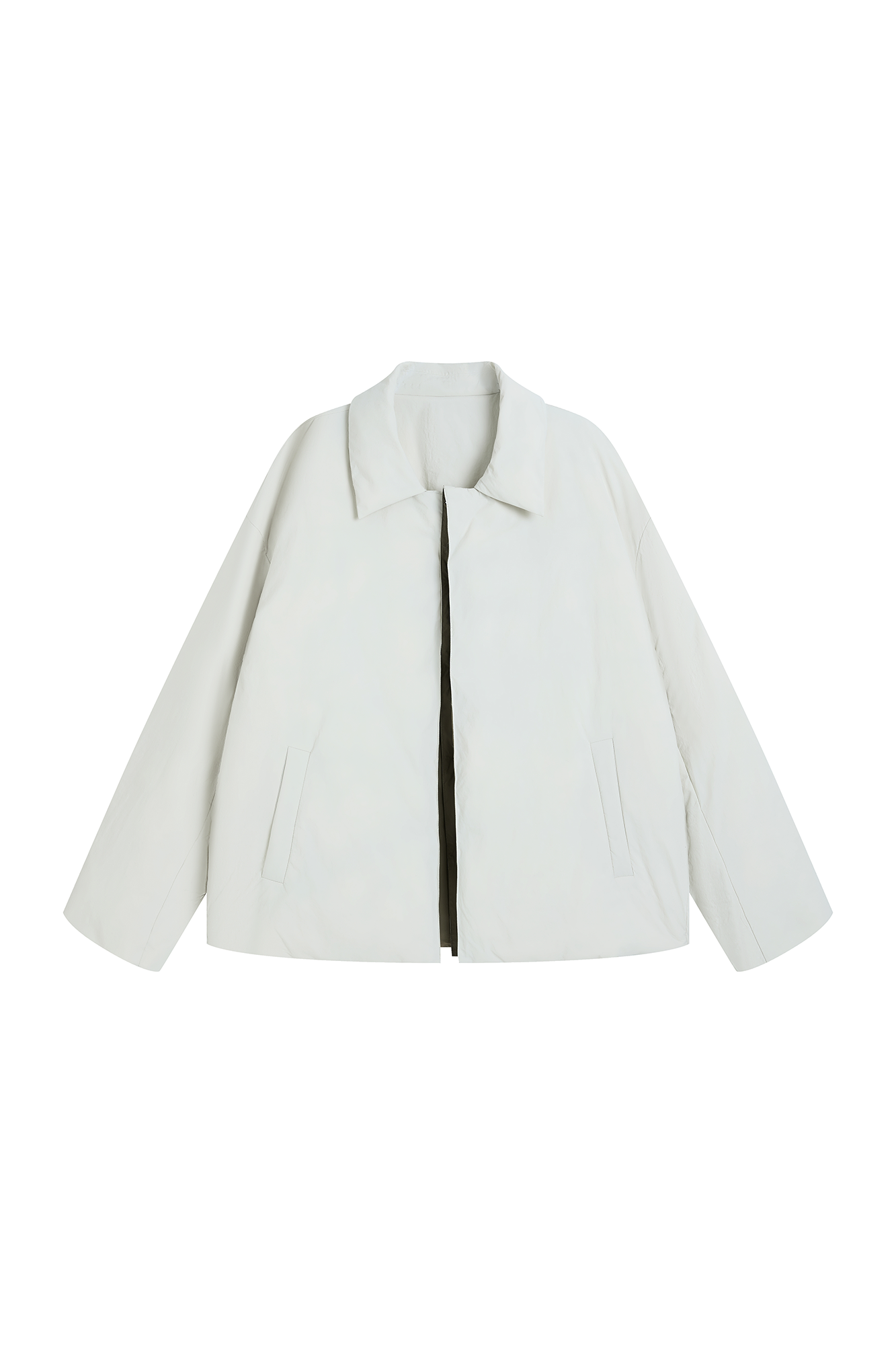 SAME FLOW Layered Contrast Placket Puffer Jacket