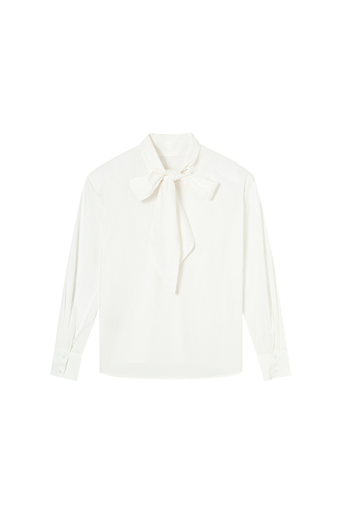 CLP Padded-Shoulder Tie-Back Mandarin Collar Shirt
