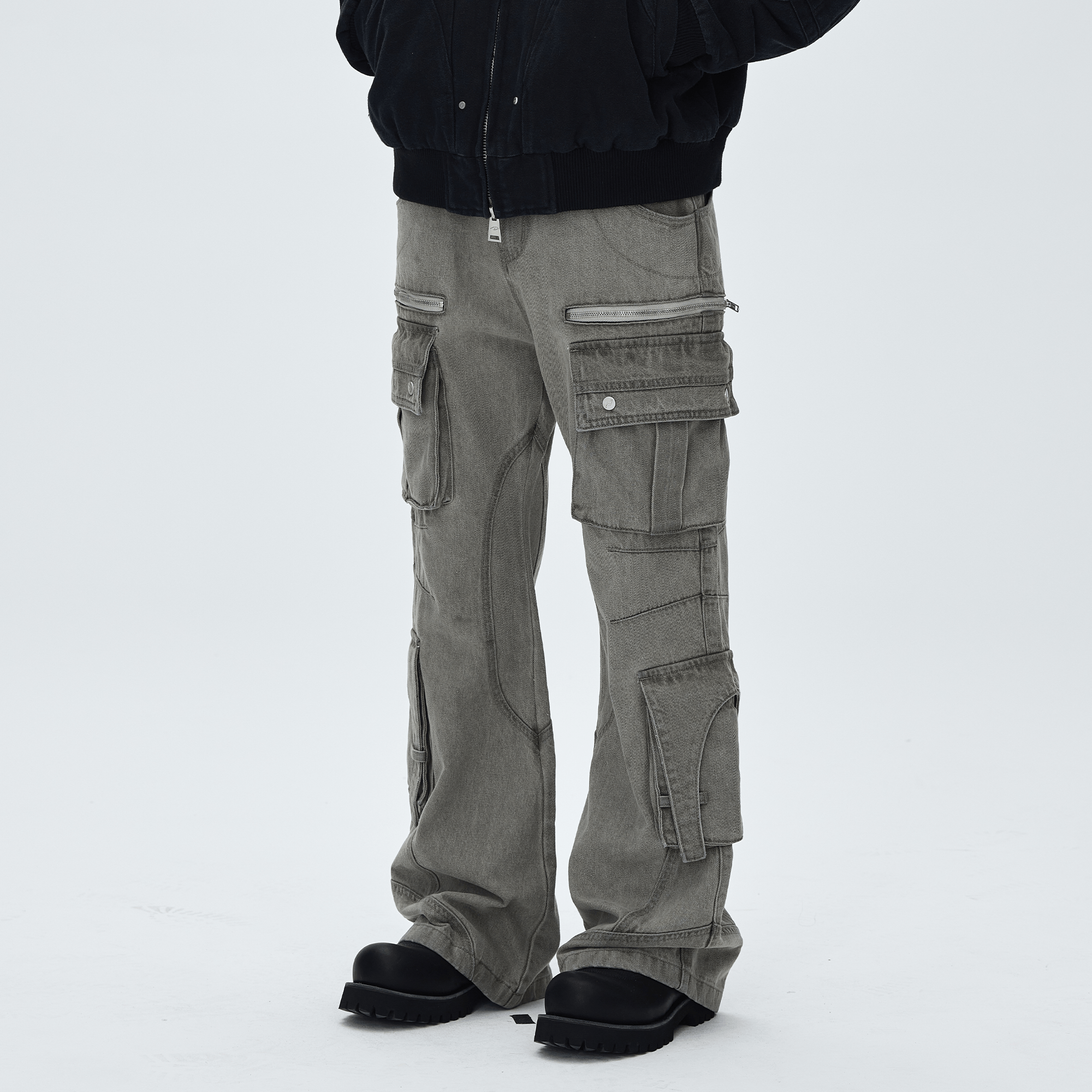 CATSSTAC Washed Multi-Pocket Utility Straight-Leg Jeans, premium urban and streetwear designers apparel on PROJECTISR.com, CATSSTAC