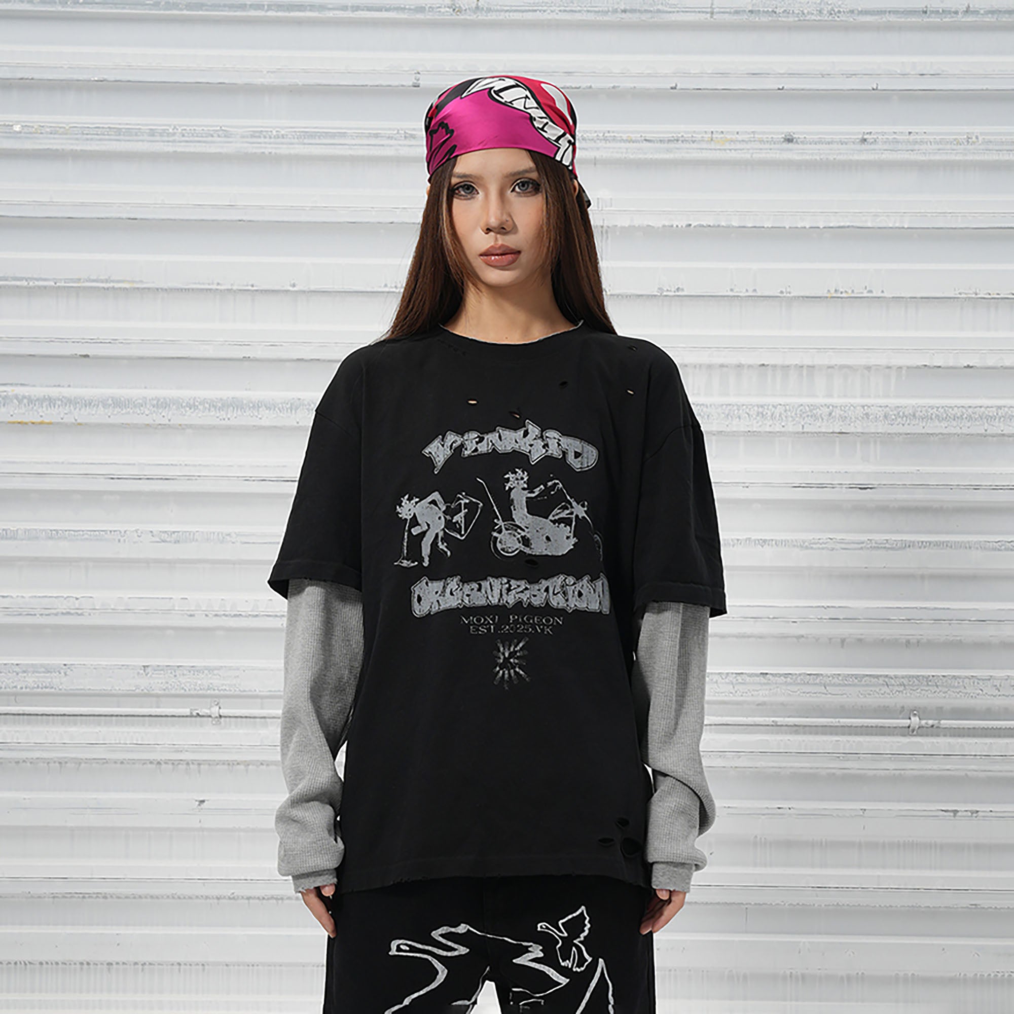 VINKID Stacked Sleeve Graphic Long-Sleeve Tee, premium urban and streetwear designers apparel on PROJECTISR.com, VINKID