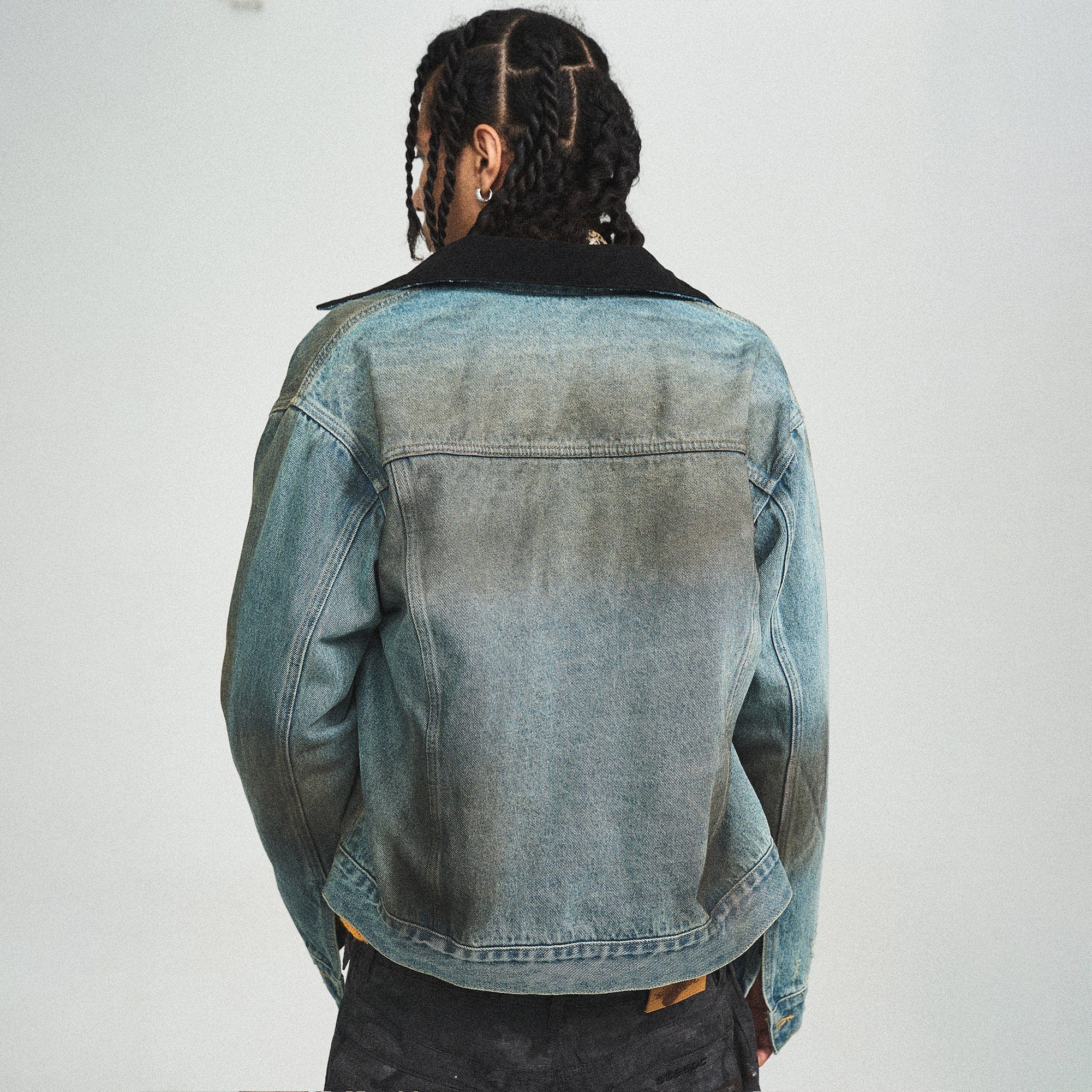 STEEPC Distressed Washed Denim Jacket