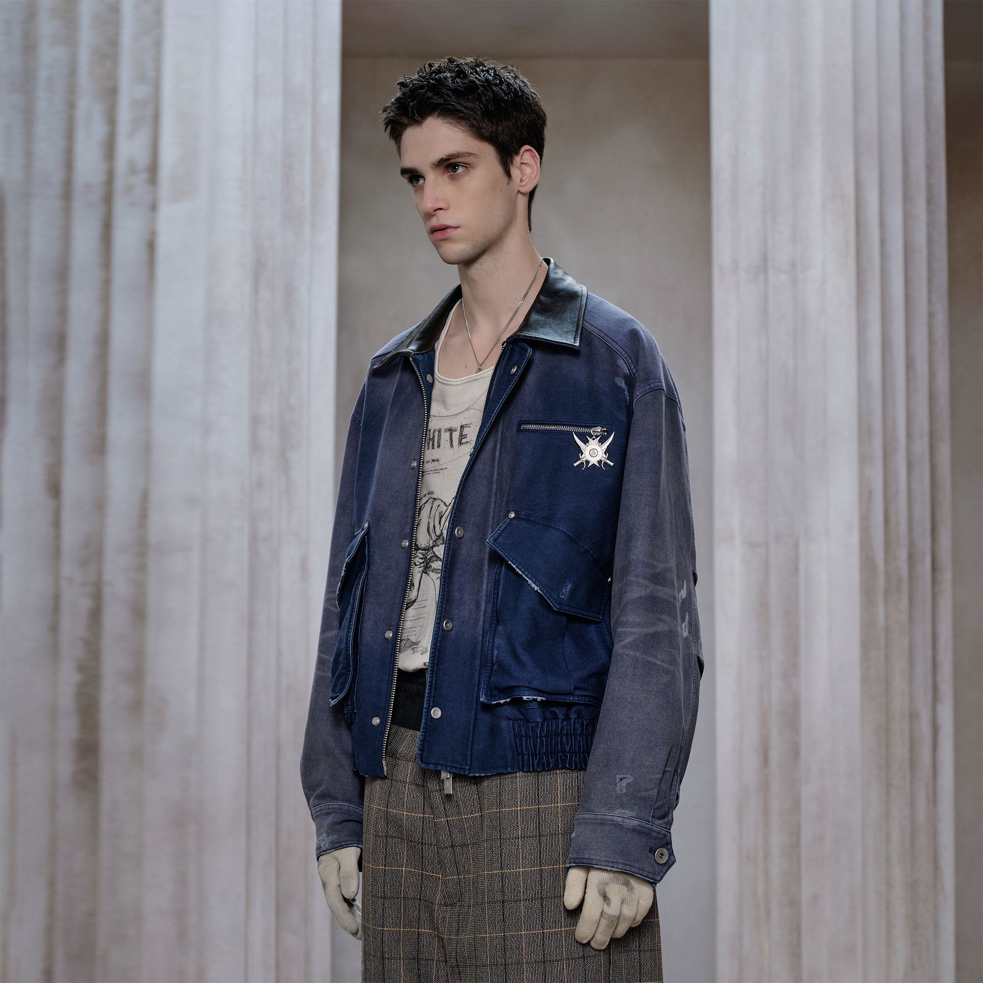 FACEONLAB Washed Gradient Utility Jacket Blue, premium urban and streetwear designers apparel on PROJECTISR.com, FACEONLAB