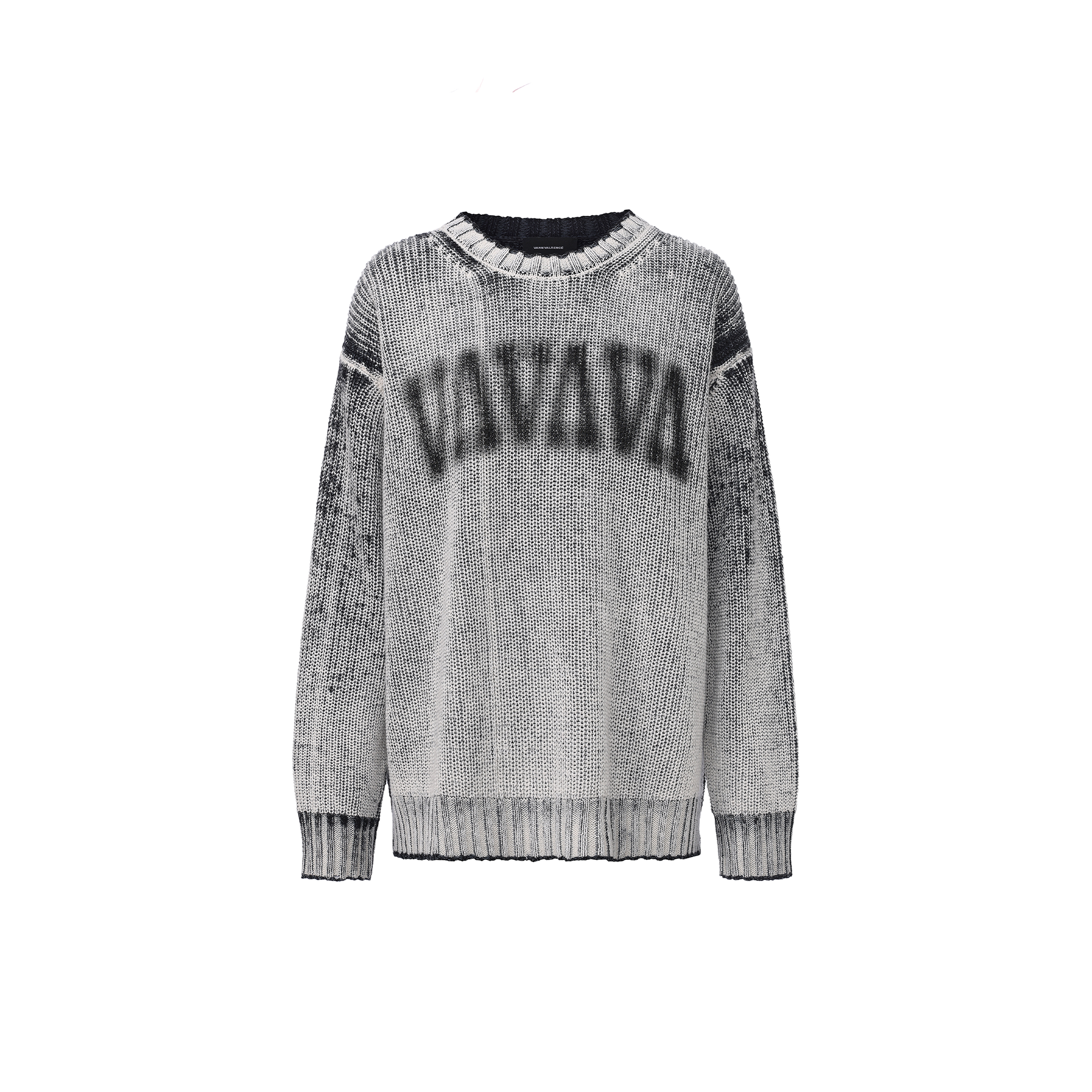 VANN VALRENCE Washed Distressed LOGO Sweater