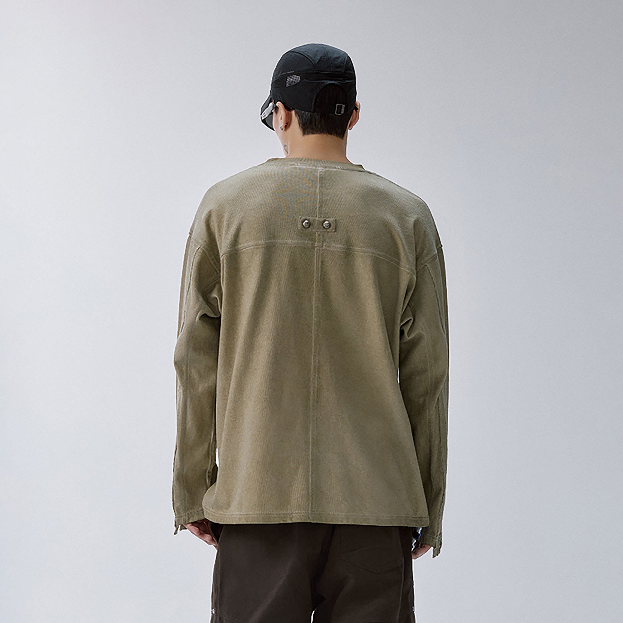 F2CE Distressed Panel-Stitched Long-Sleeve Tee