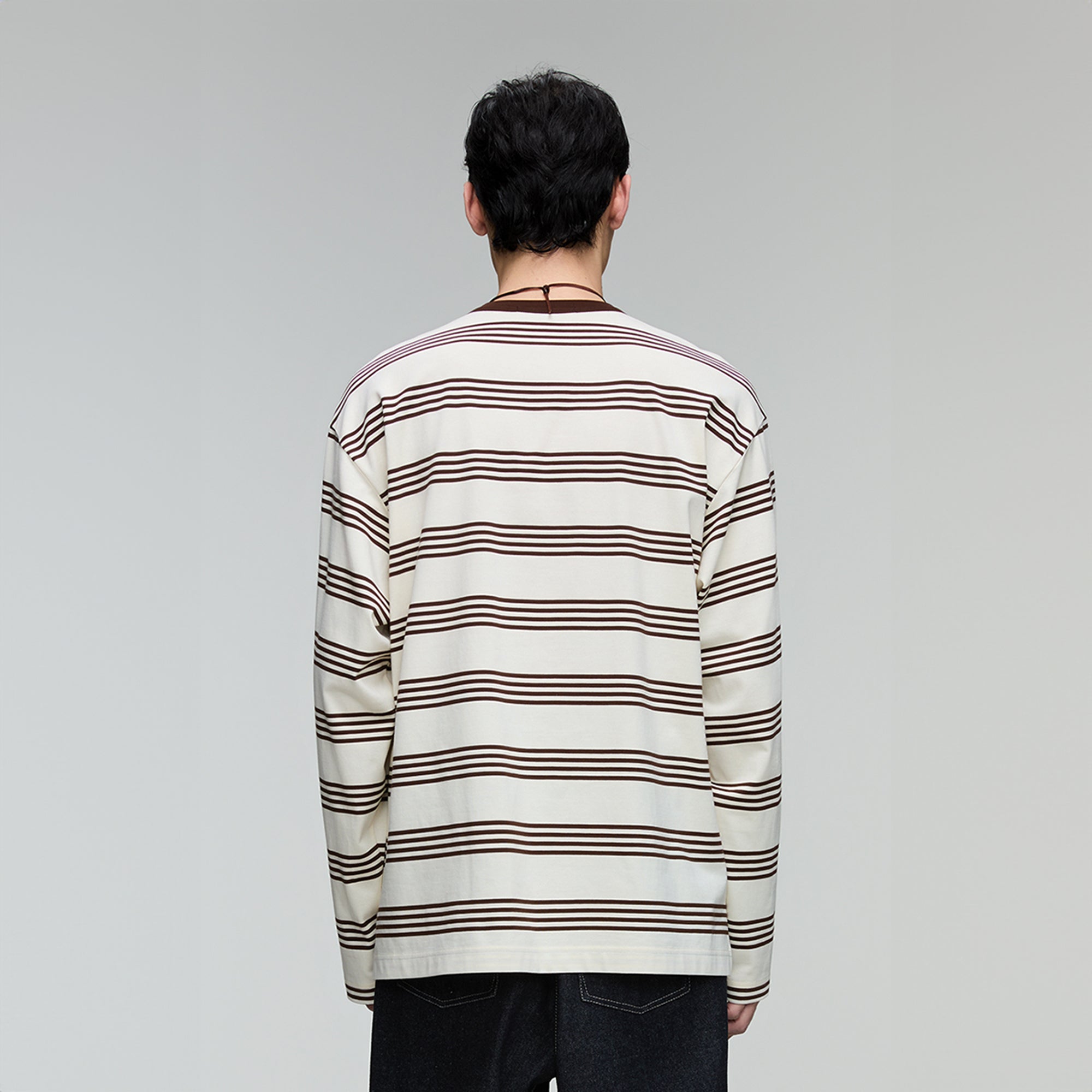 OPICLOTH Striped Henley Long-Sleeve Tee