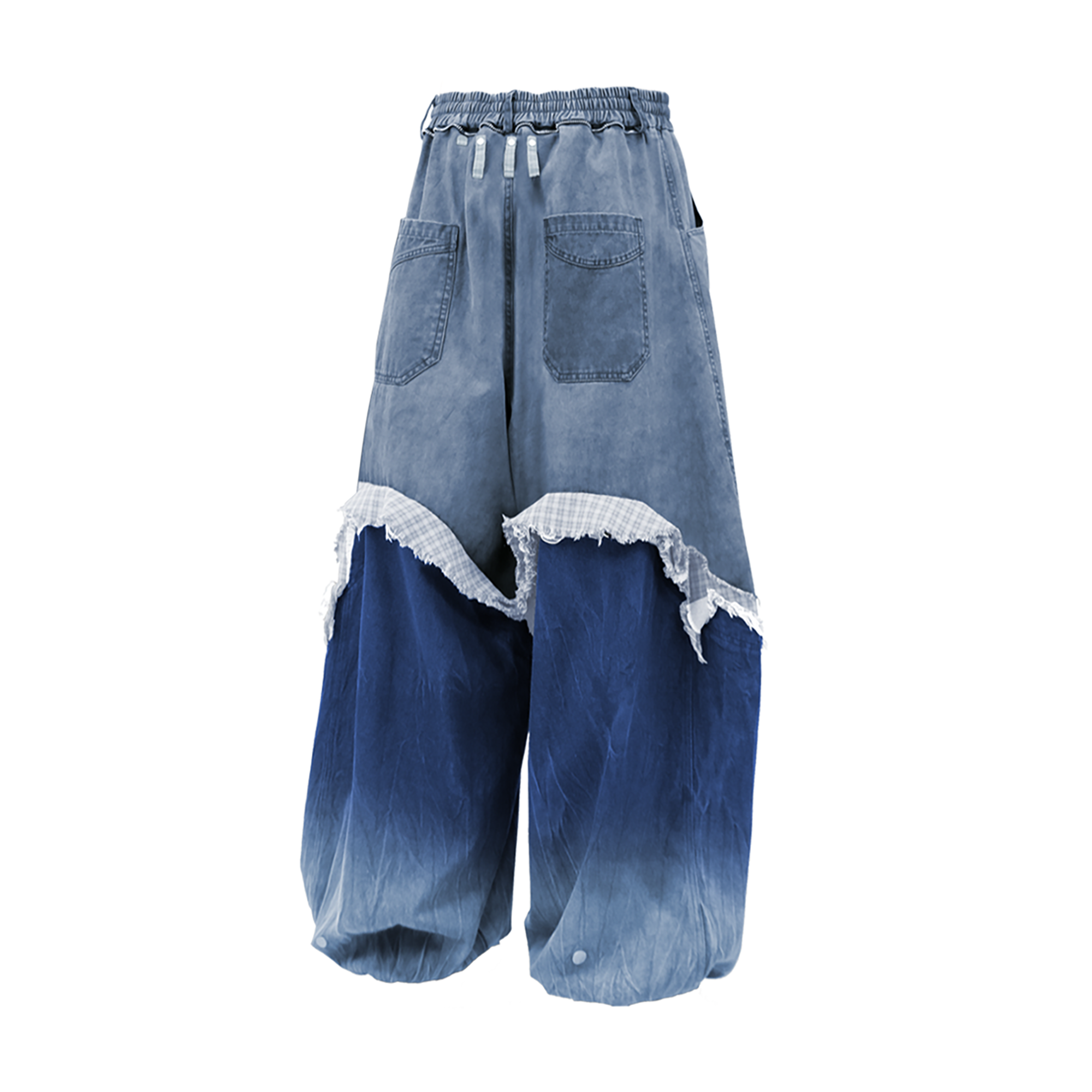 RELABEL Gradient Wash Denim Panel Balloon Pants Blue