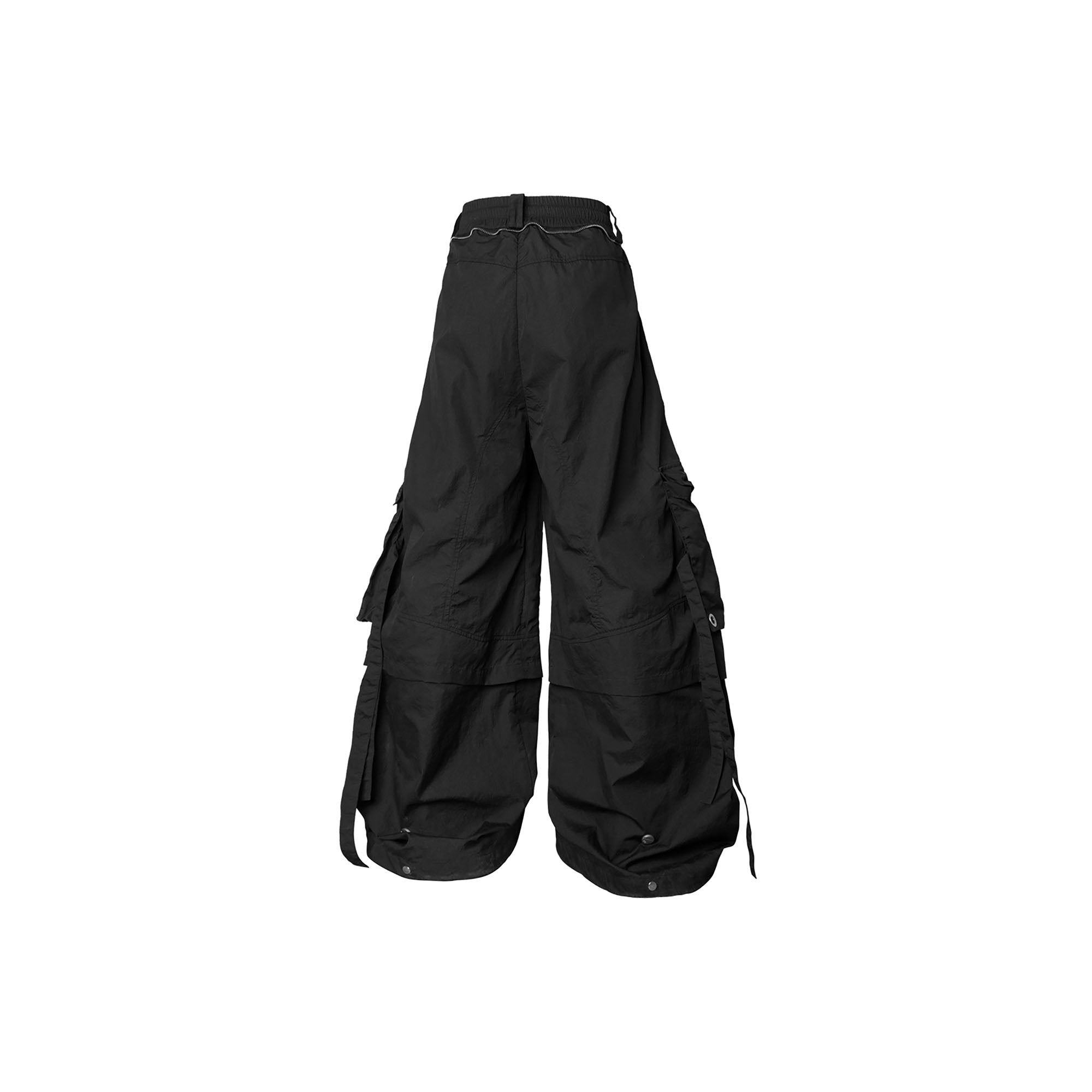 RELABEL Multi-Pocket Panel Crinkled Cargo Pants Black