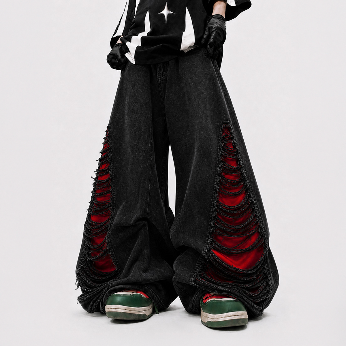 UUCSCC Retro Distressed Wide-Leg Jeans