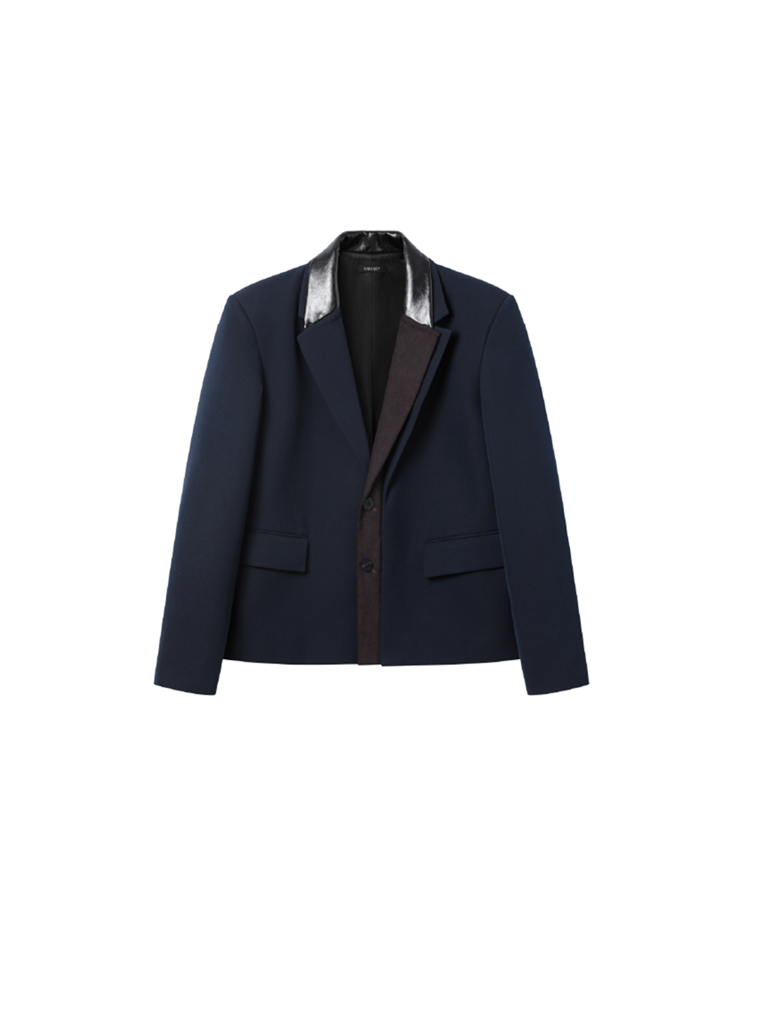 ALVNG AR ANTS Contrast PU-Panel Layered-Placket Blazer, premium urban and streetwear designers apparel on PROJECTISR.com, ALVNG AR ANTS