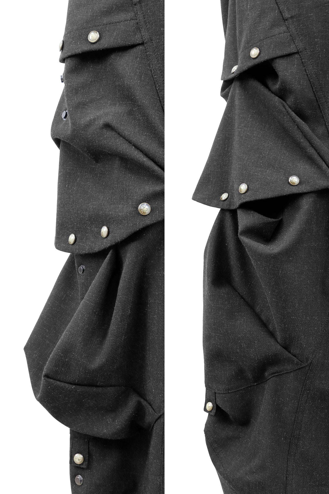 RELABEL Detachable Drape Linen-Blend Cargo Dark Gray, premium urban and streetwear designers apparel on PROJECTISR.com, RELABEL