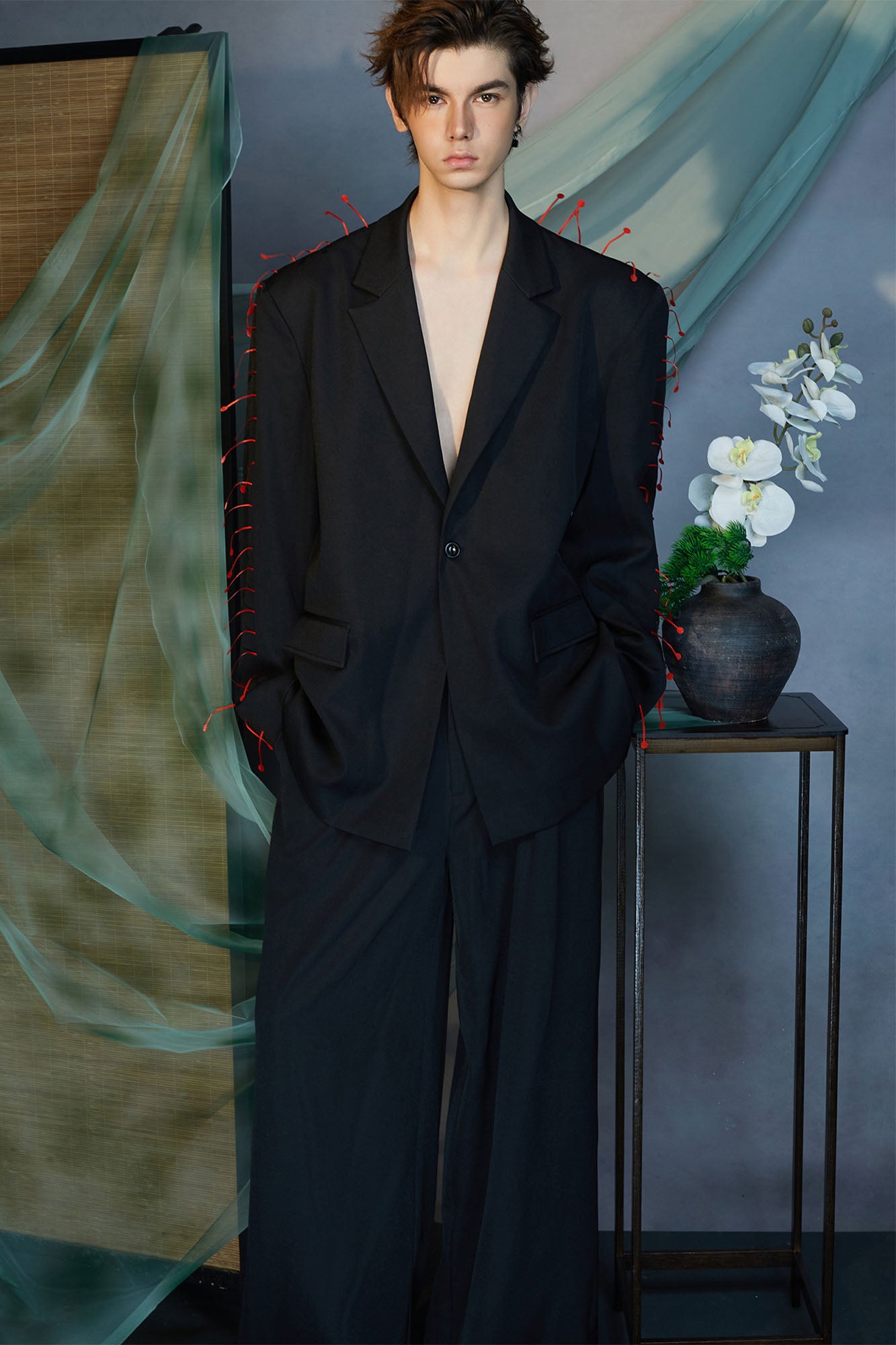 JIECHI Spiked Embellished Oversized Blazer, premium urban and streetwear designers apparel on PROJECTISR.com, JIECHI