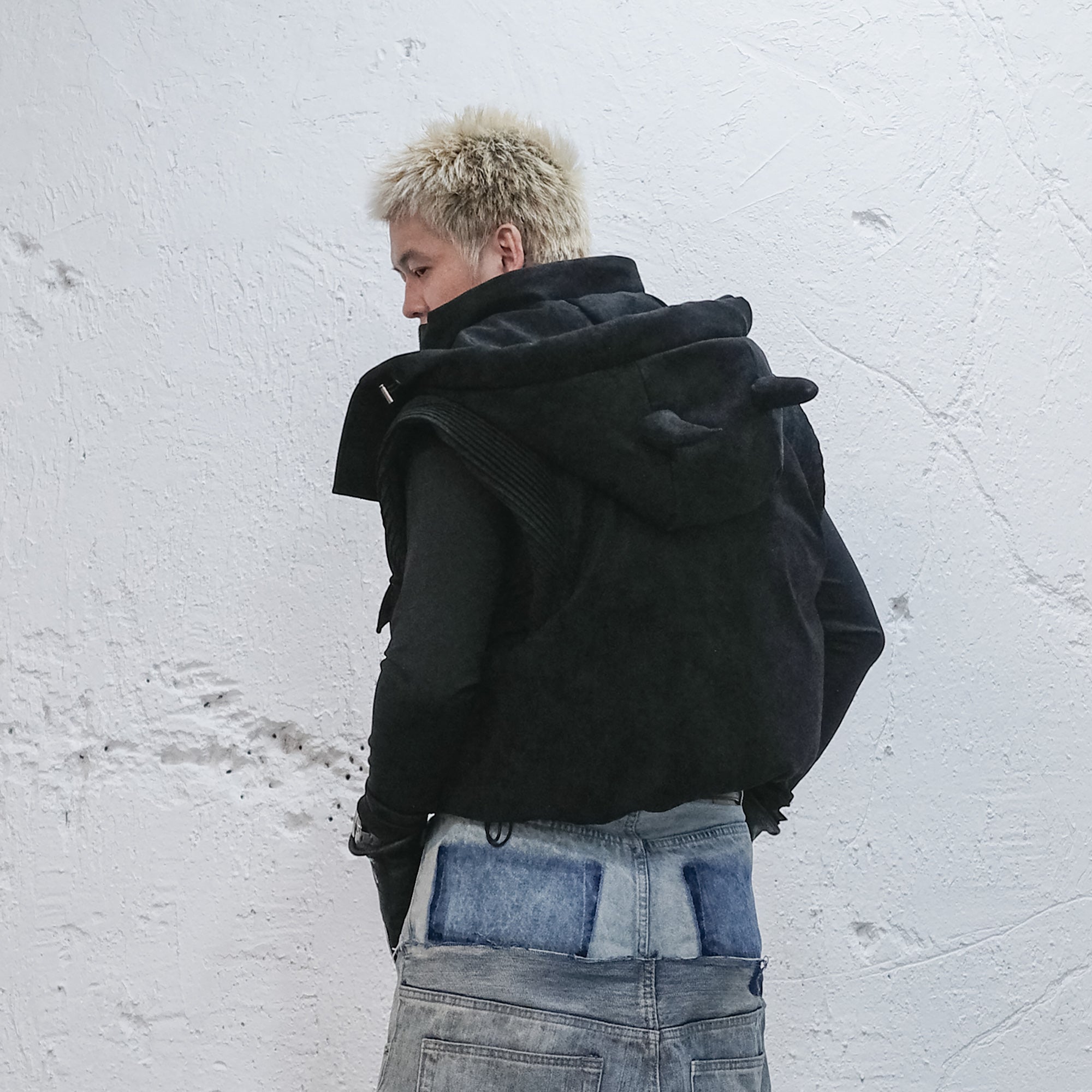 UNDERWATER Demon Horned Detachable Hood Down Vest