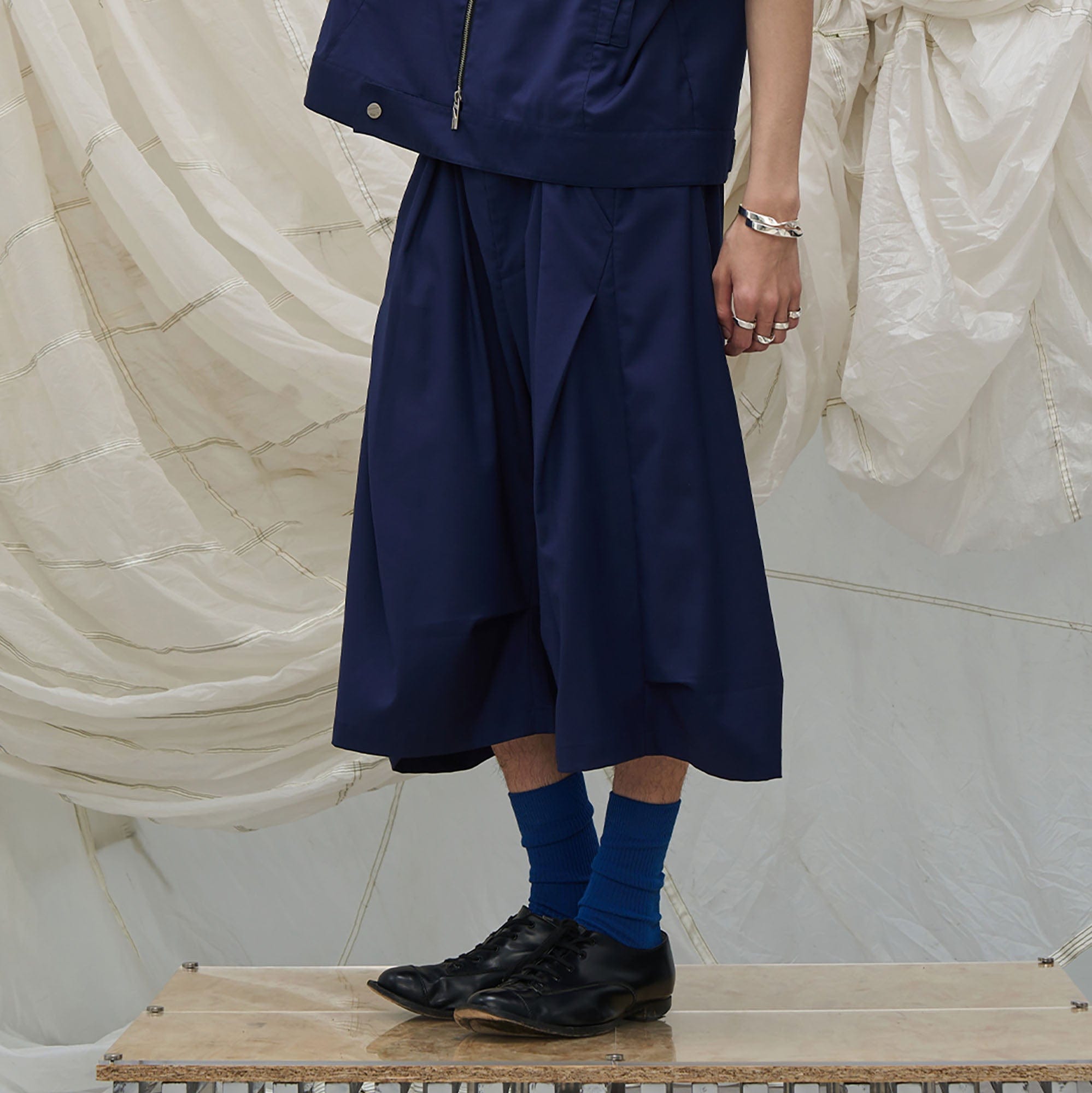 RELABEL Pleated Drape Wide-Leg Shorts