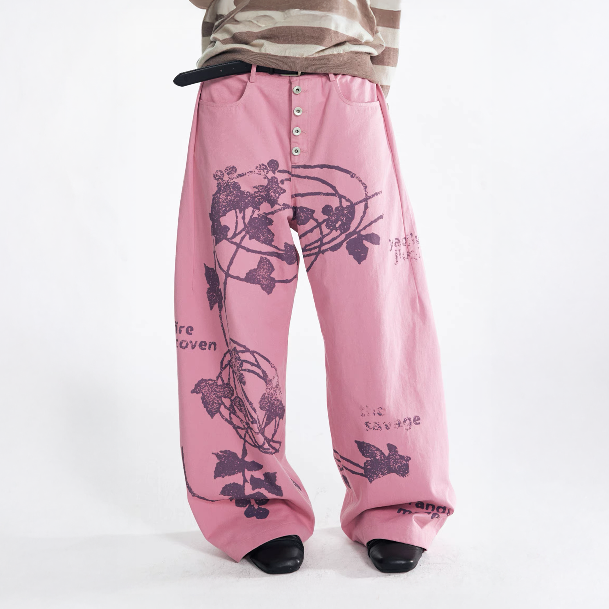 1997 POSTOFFICE Lilac Vine Full-Print Curved Jeans