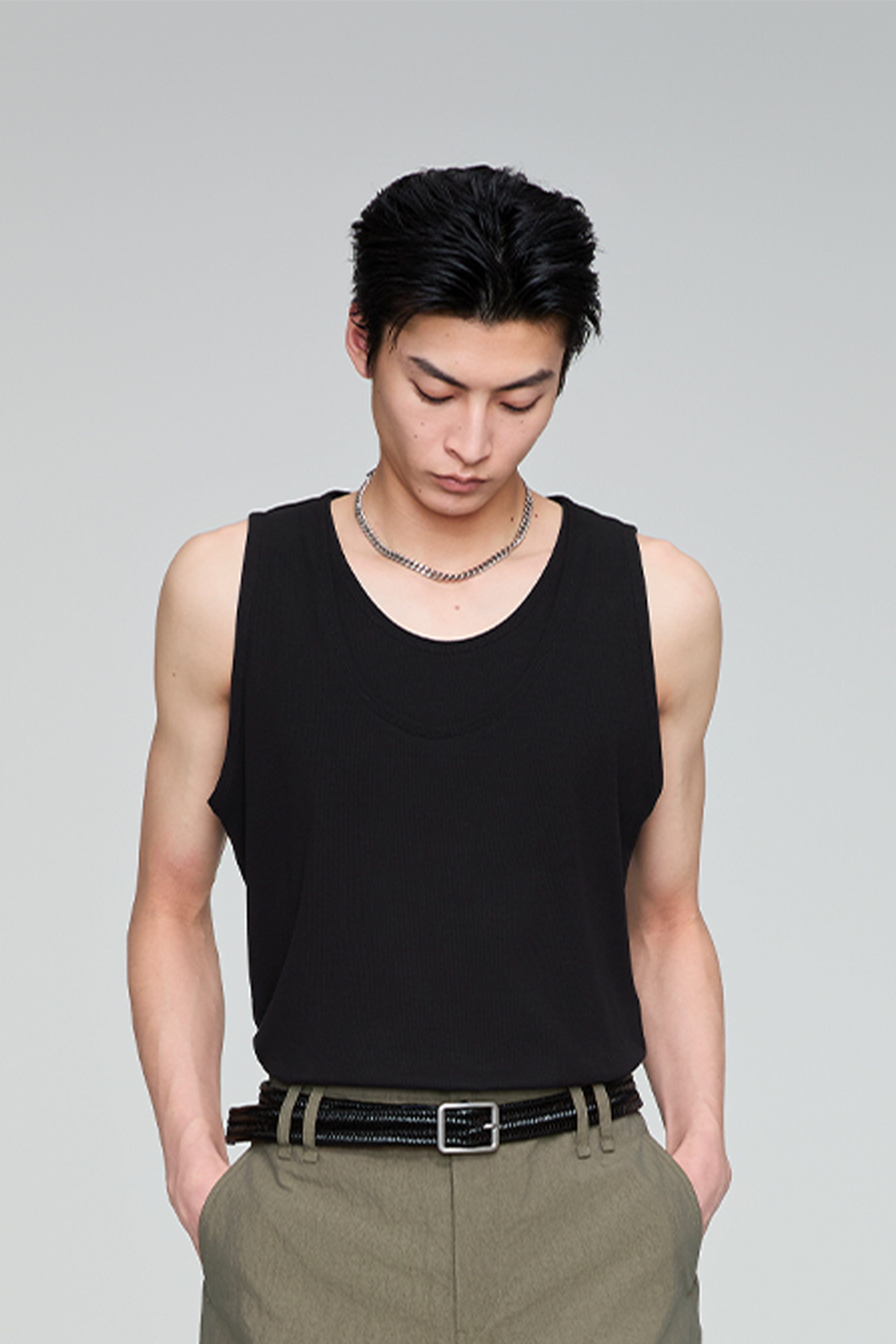 OPICLOTH Double-Layer Ribbed Tank Top, premium urban and streetwear designers apparel on PROJECTISR.com, OPICLOTH