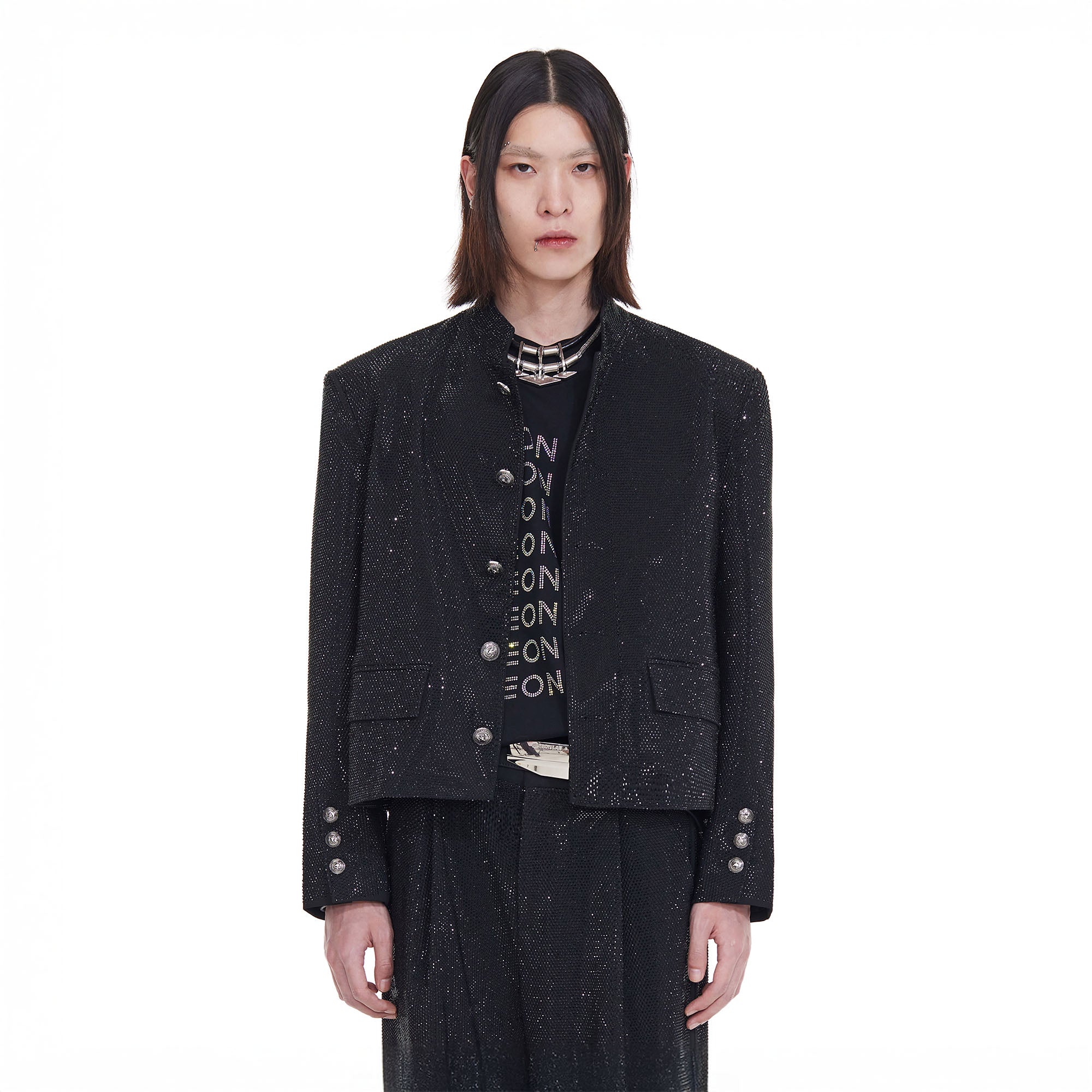 FACEONLAB Diamond LOGO Back Mandarin Collar Jacket