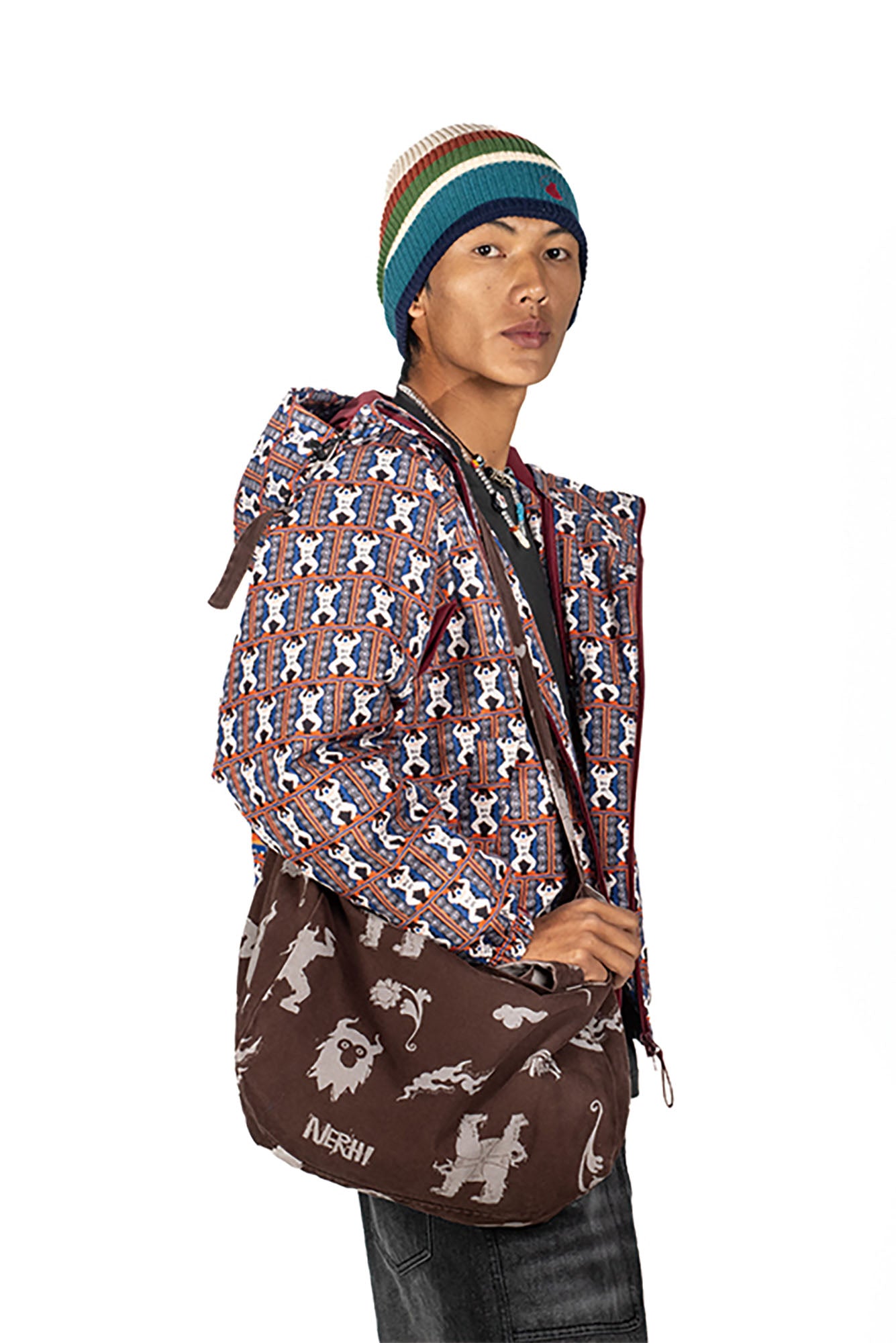 NERHI Tribal Totem Full-Print Shoulder Bag