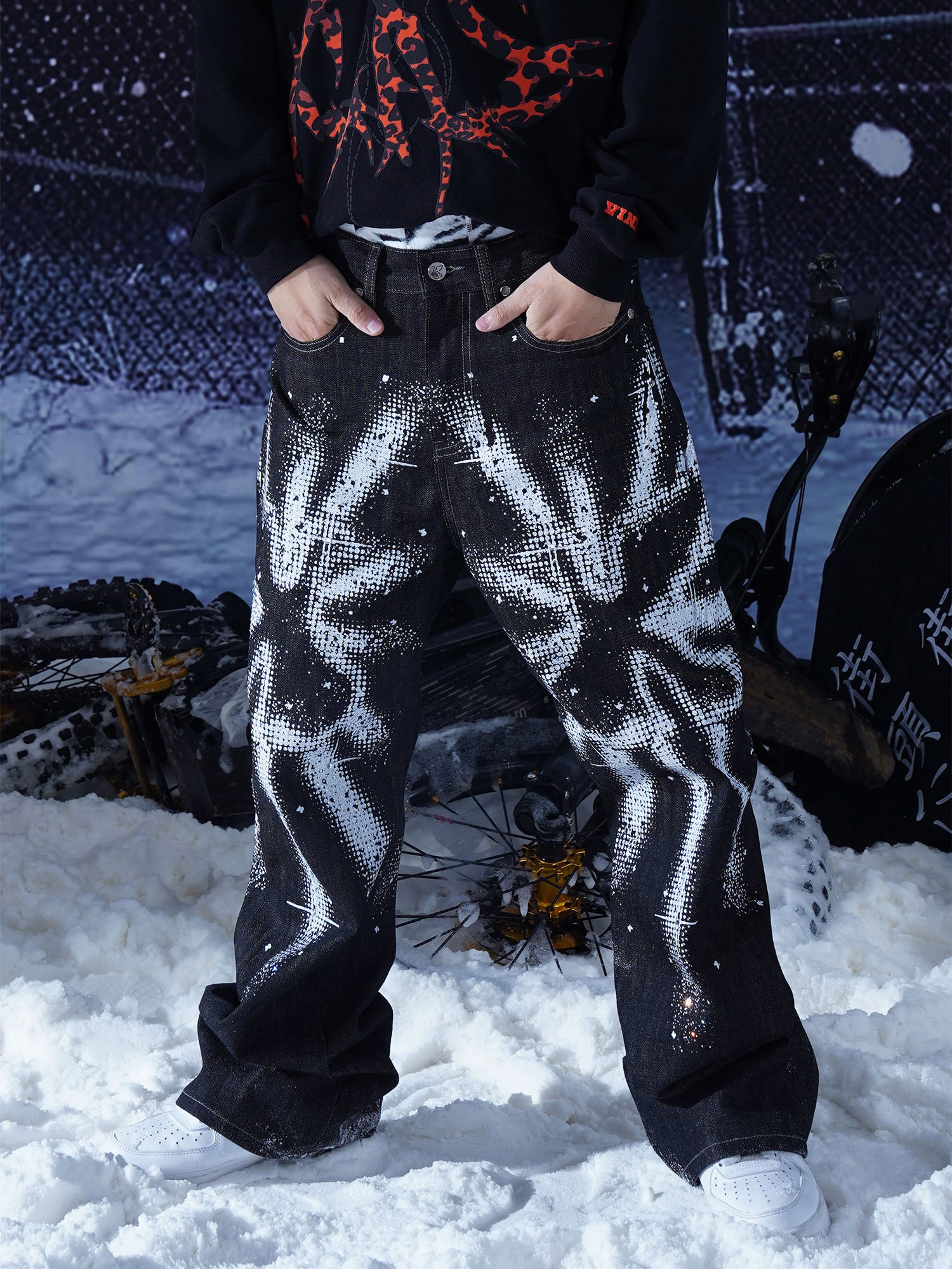 VINKID Peace Dove Splatter Jeans
