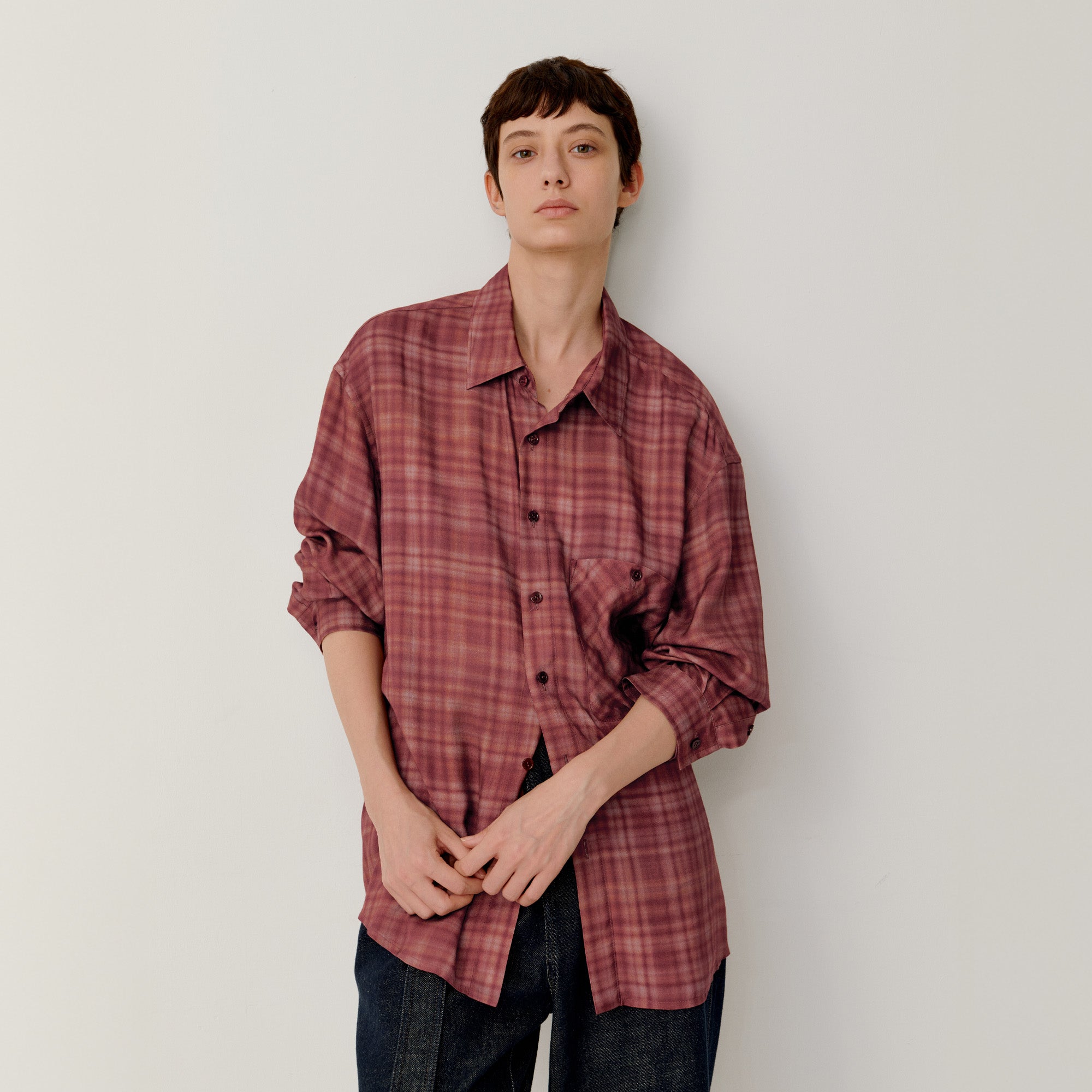 OPICLOTH Classical Oversized Plaid Shirt
