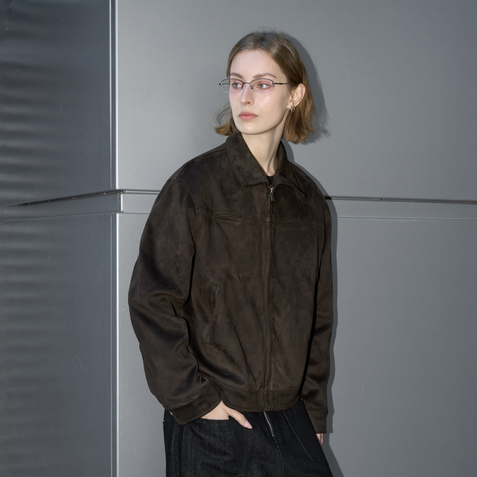 LABELROOM Minimal Faux-Suede Jacket, premium urban and streetwear designers apparel on PROJECTISR.com, LABELROOM