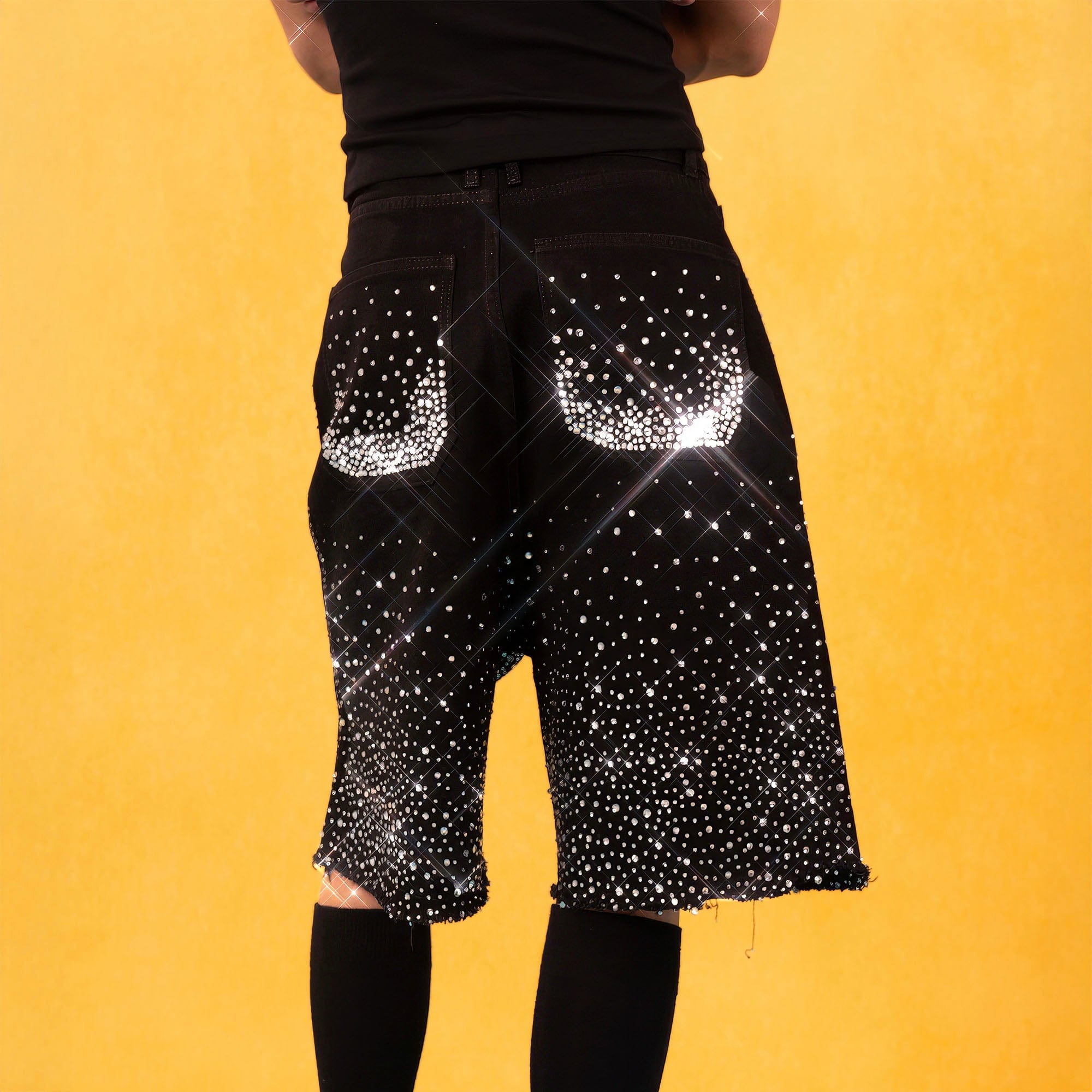 CLP Radiant Diamond Fringe Denim Shorts, premium urban and streetwear designers apparel on PROJECTISR.com, CLP