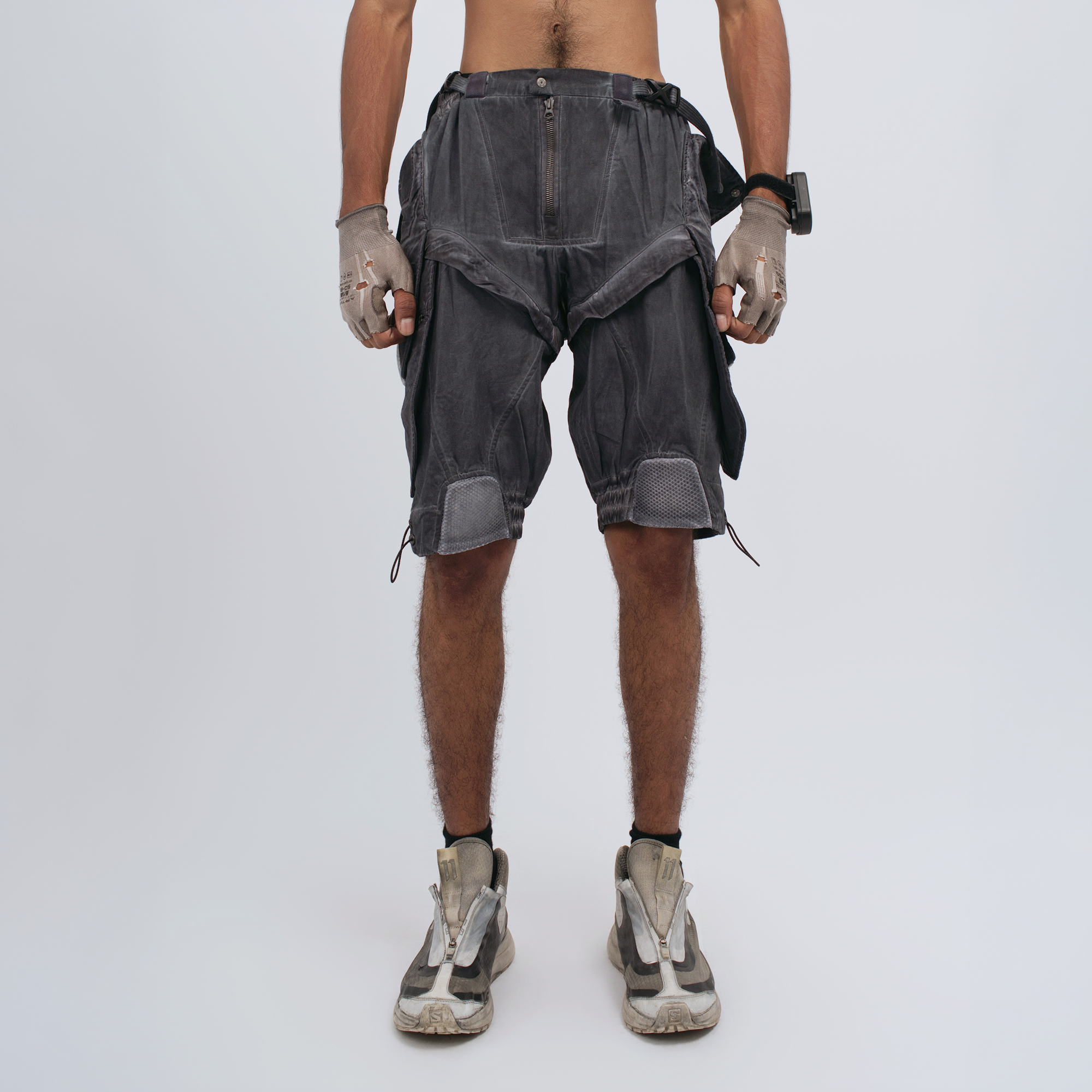 STEAM Distressed Spliced Detachable Utility Shorts