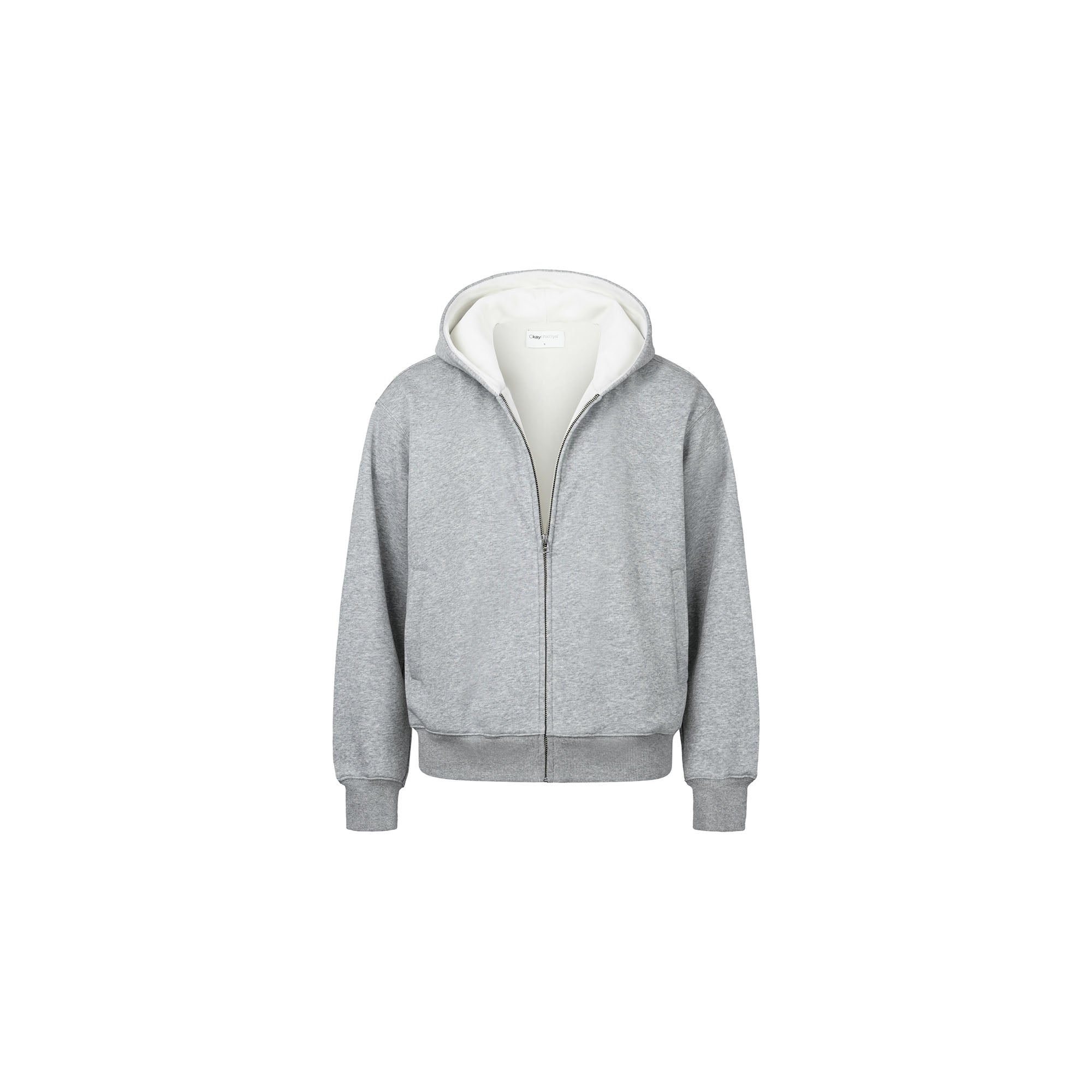 OKAYTHXBYE Essential Sherpa-Lined Boxy Zip Hoodie