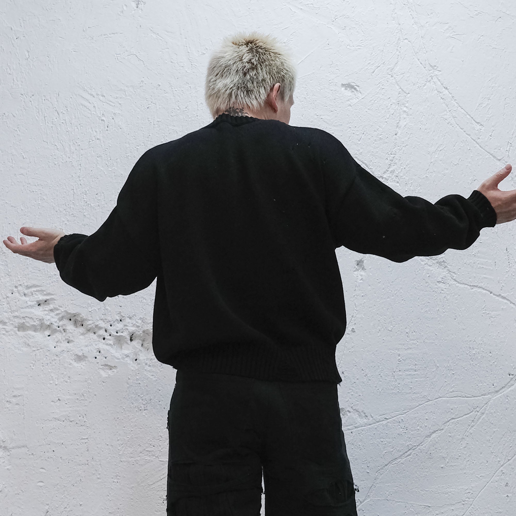 UNDERWATER Demon Portrait Distressed Sweater