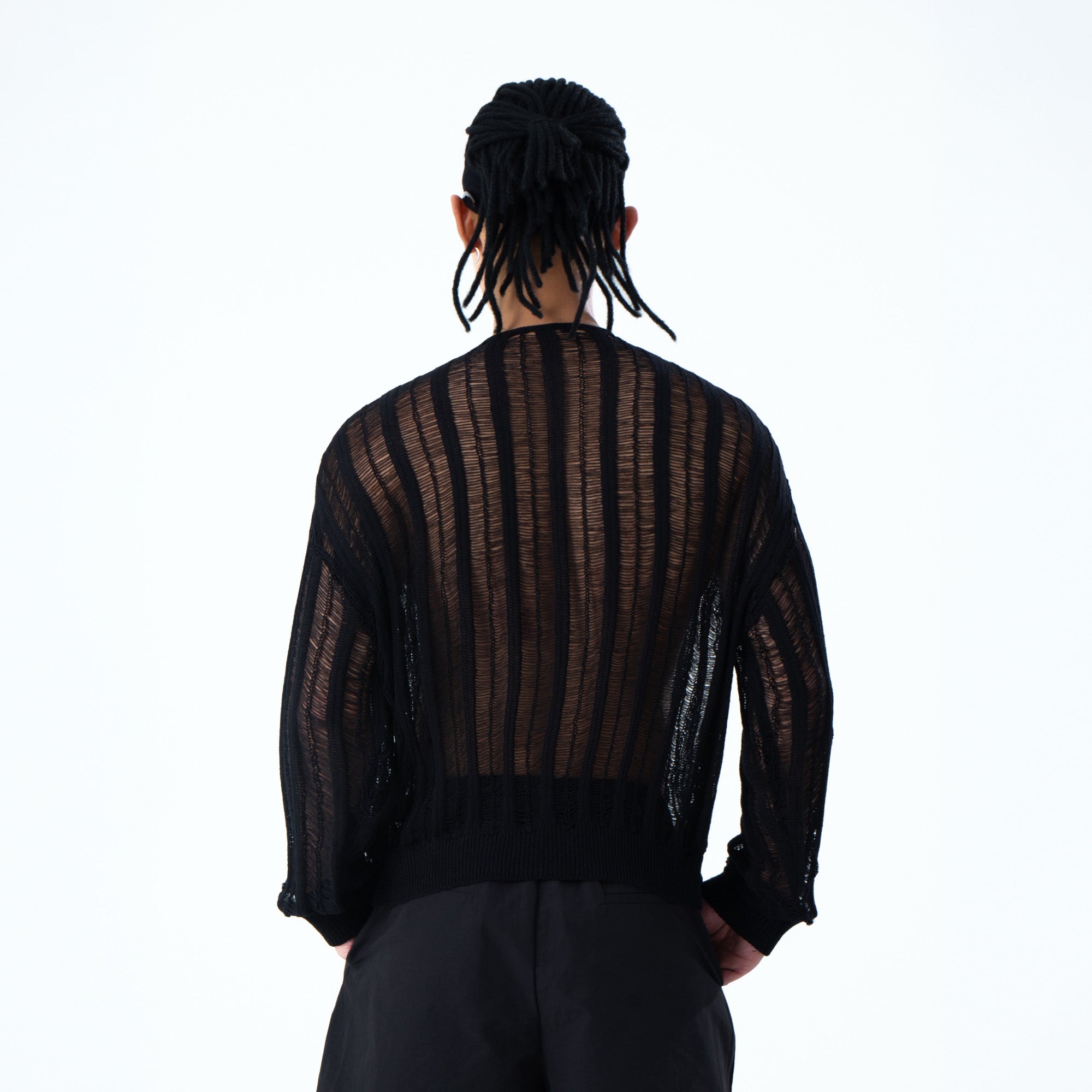 CLP Sheer Striped Open-Knit Sweater, premium urban and streetwear designers apparel on PROJECTISR.com, CLP