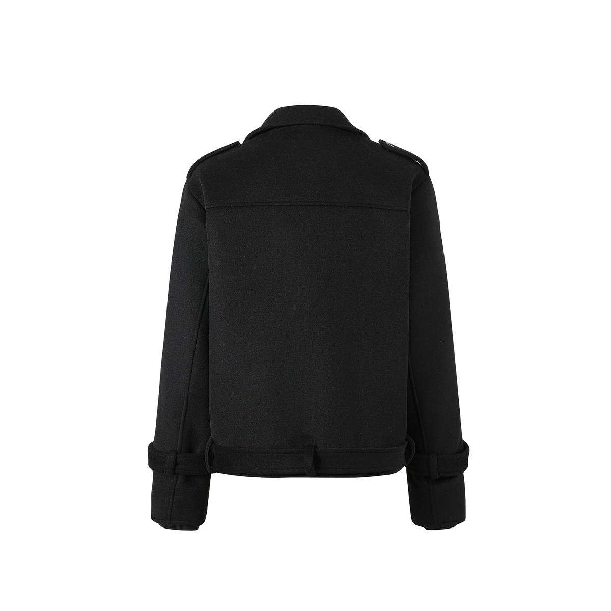 REMODUTION Wool-Blend Asymmetric Lapel Tie-Detail Coat