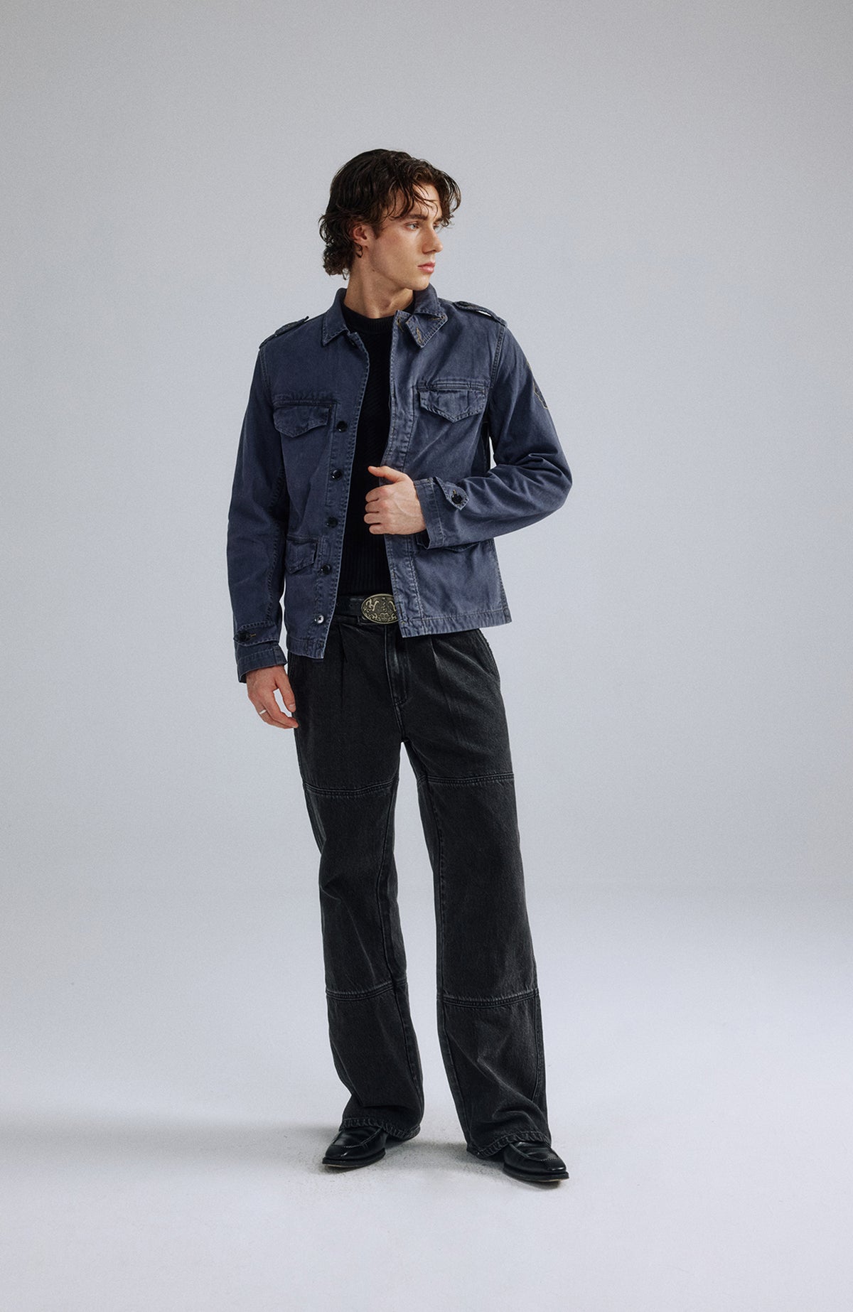 IN EXISTENCE Washed Faded Military Jacket