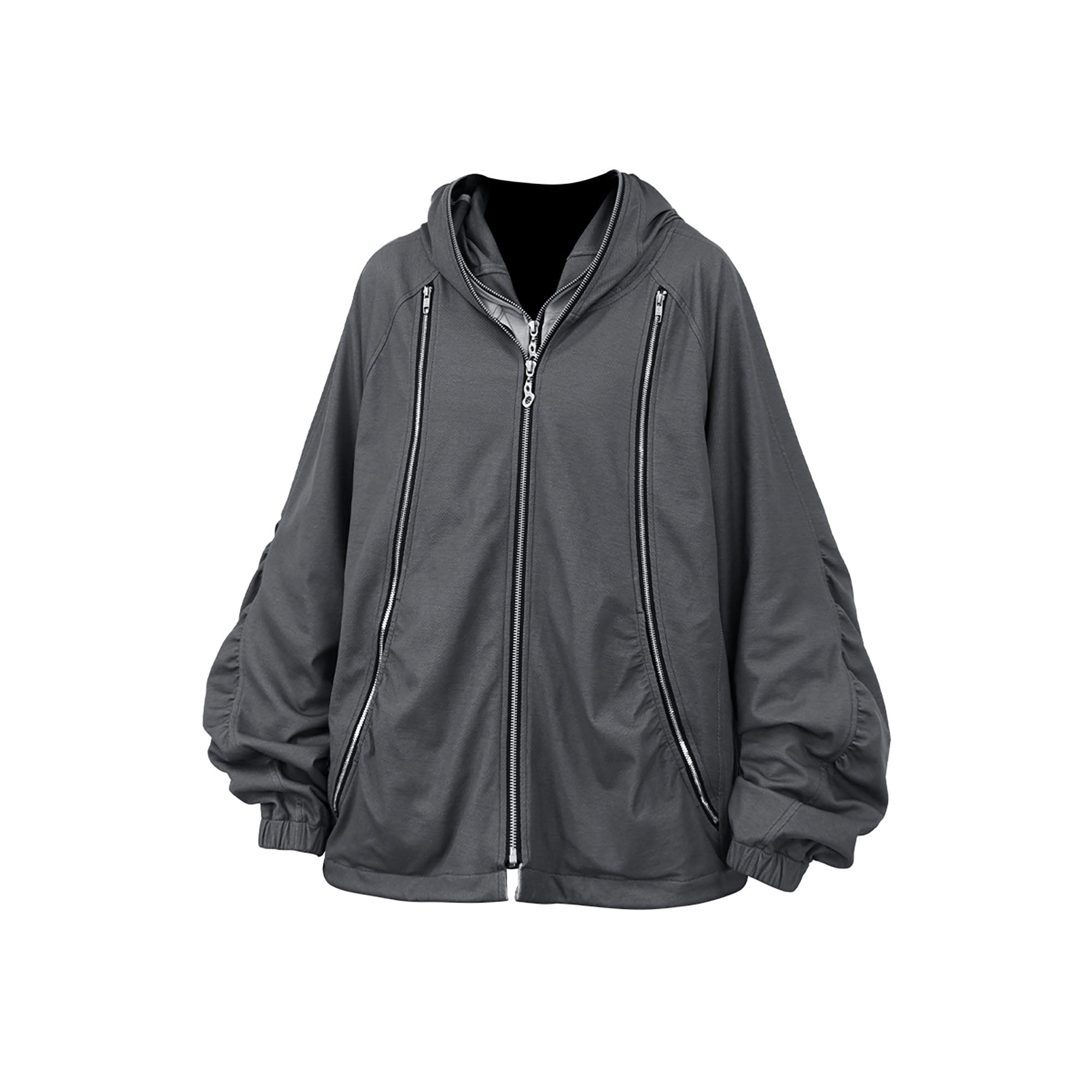 RELABEL Layered Multi-Zip Mask Hood Jacket Gray