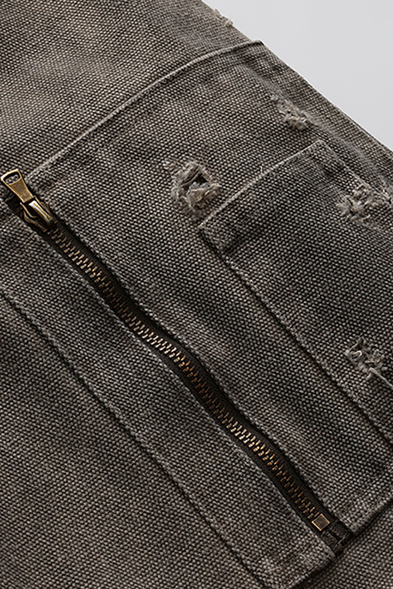 LUUUCAM Dirty-Fit Distressed Canvas Bomber Jacket