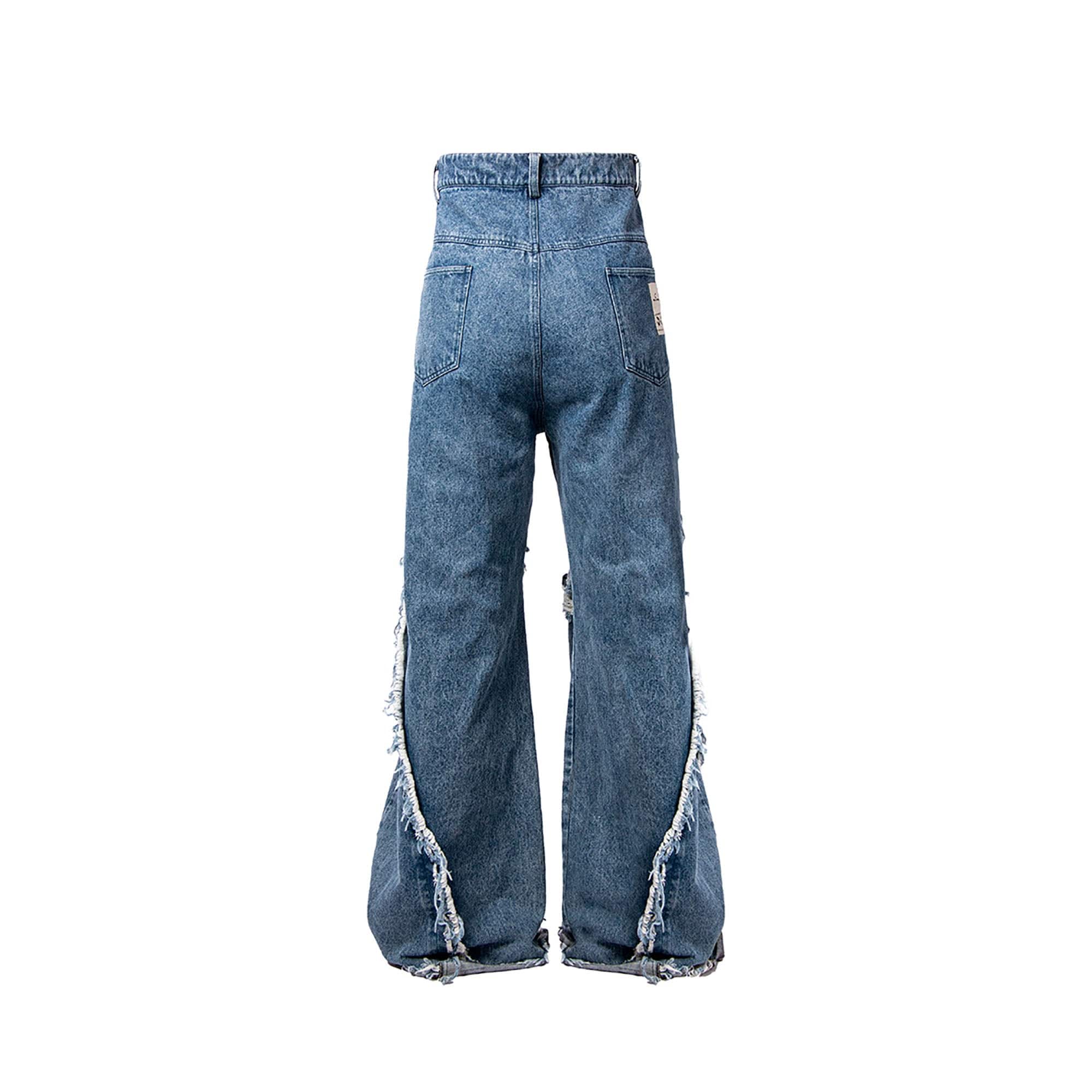 RELABEL Split Heavy-Distressed Washed Denim Pants, premium urban and streetwear designers apparel on PROJECTISR.com, RELABEL
