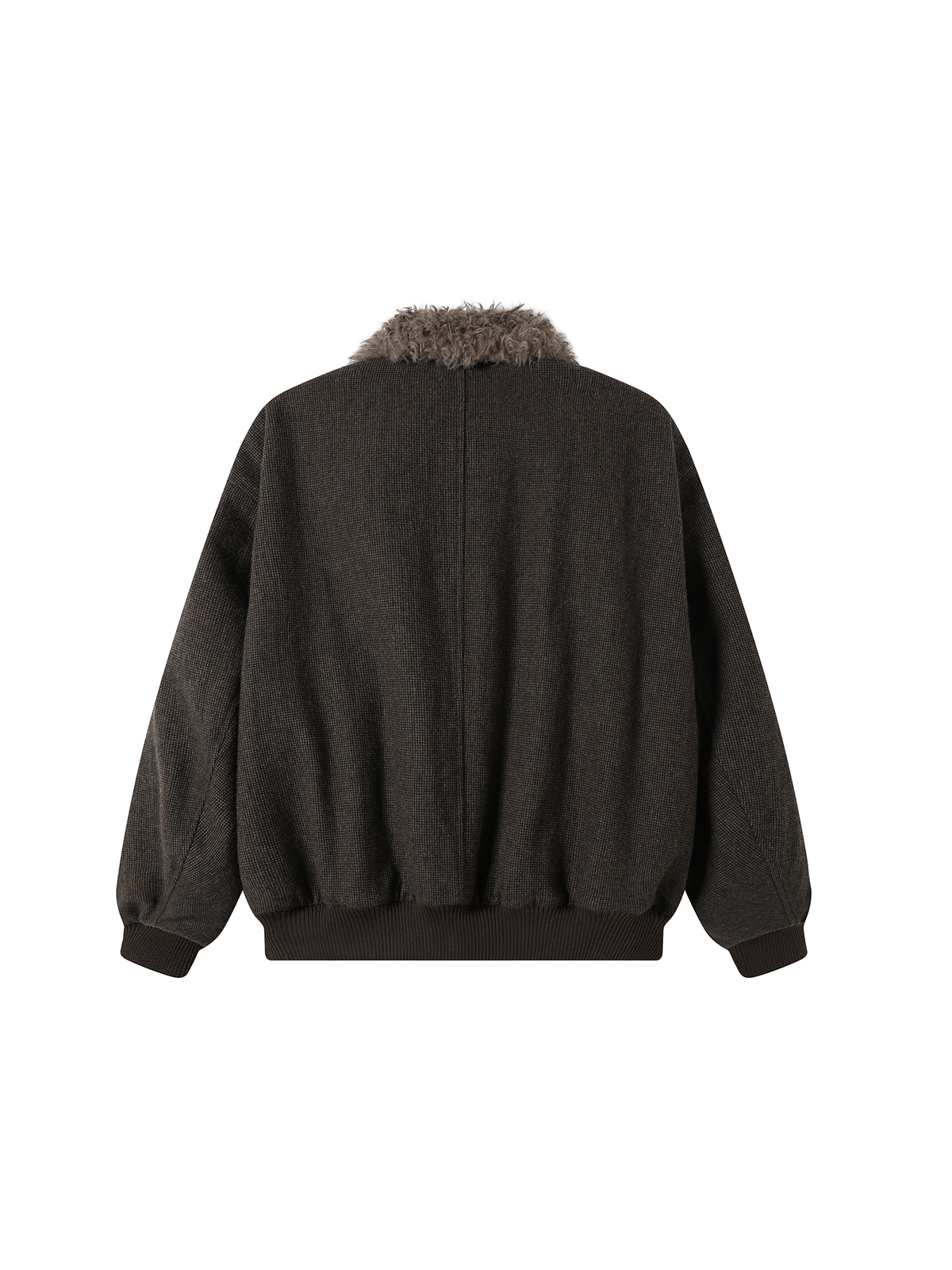TGNS Striped Faux Fur Collar Cotton-Padded Jacket