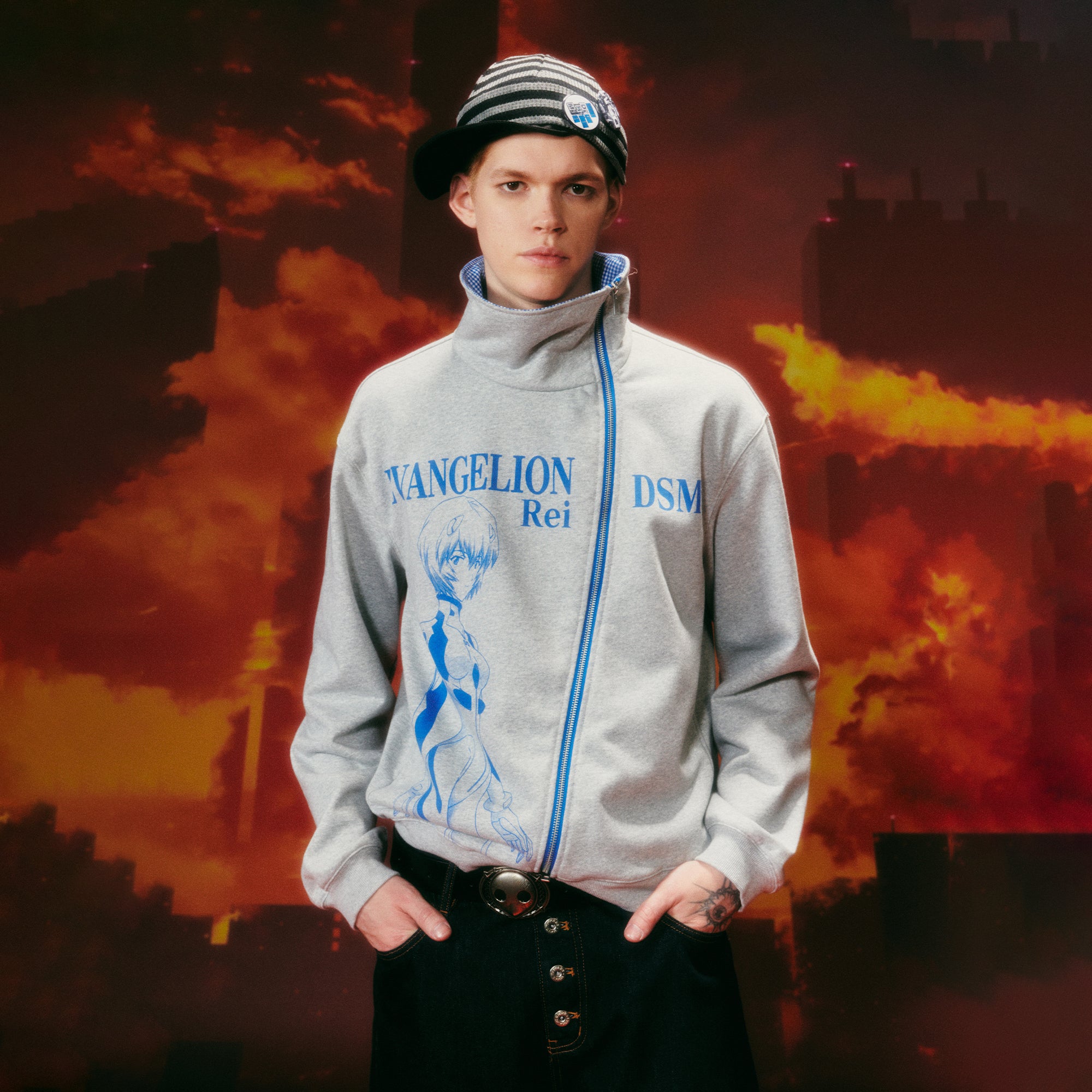 DONSMOKE x EVA Graphic Asymmetrical Zip-Up Hoodie