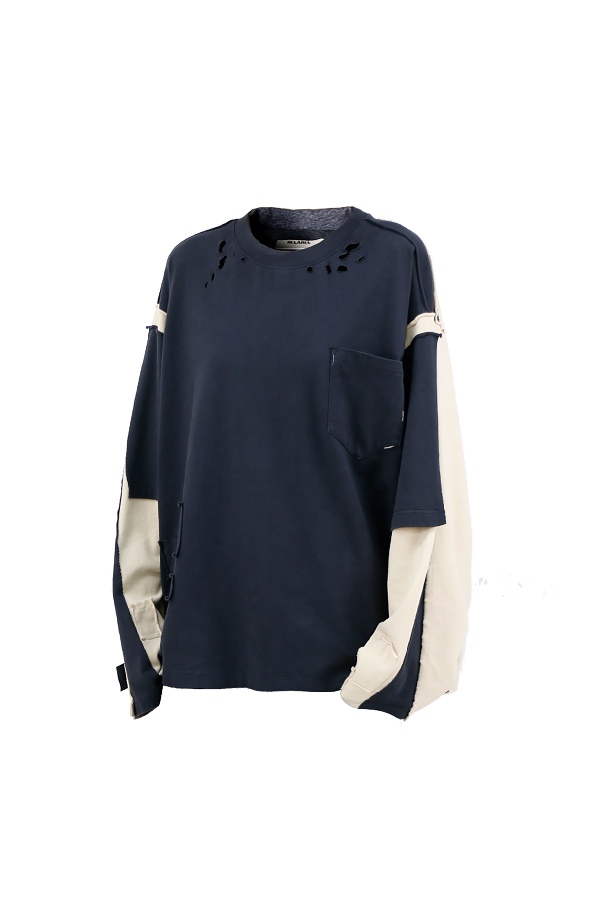 RELABEL Frayed Raw Edge Washed Crewneck Sweatshirt